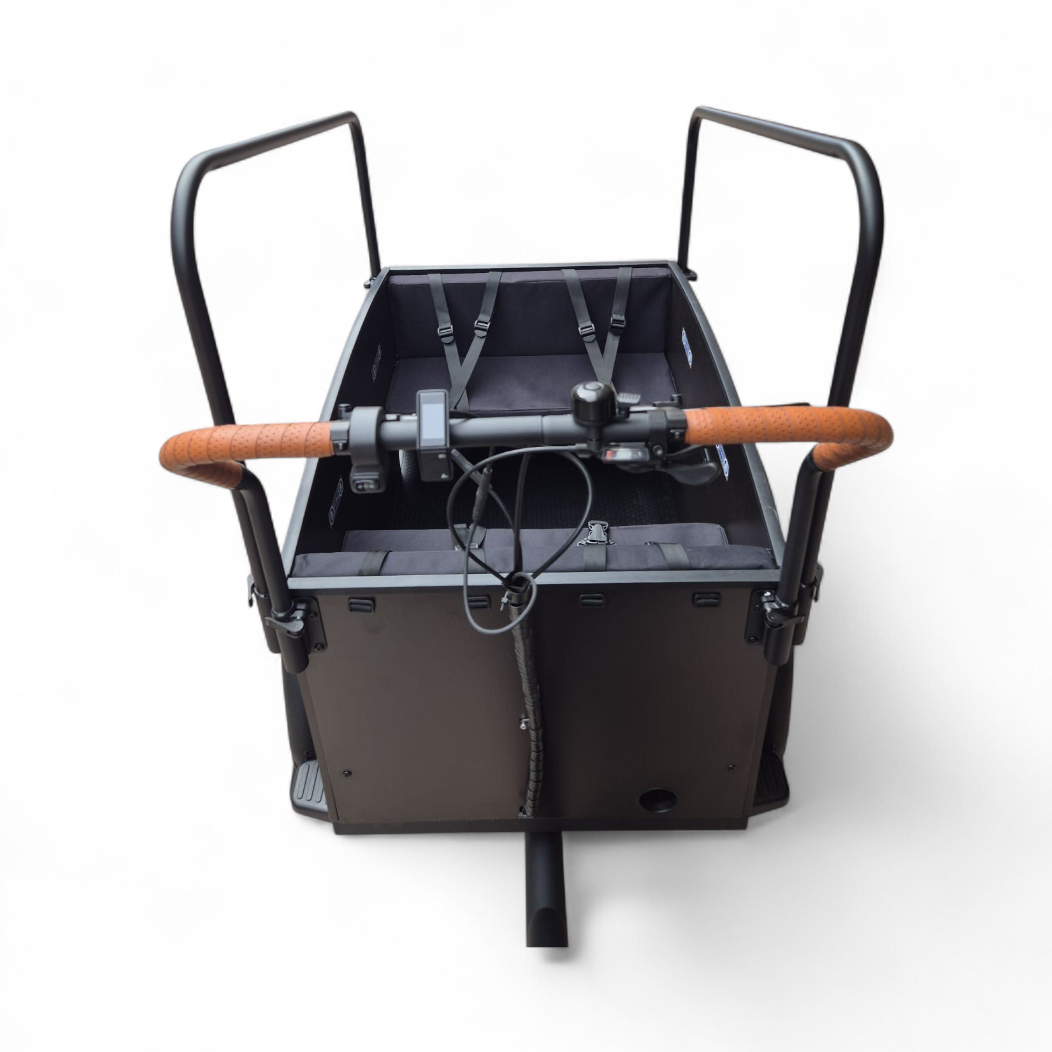 Vogue Journey Plus - Elektrische Bakfiets - Mat Zwart Bruine Accenten - 48 cm - Accu 522Wh (36V, 14.5Ah) - Ananda Middenmotor - Shimano 7 Versnellingen - Hydraulische Remmen - AE-trading