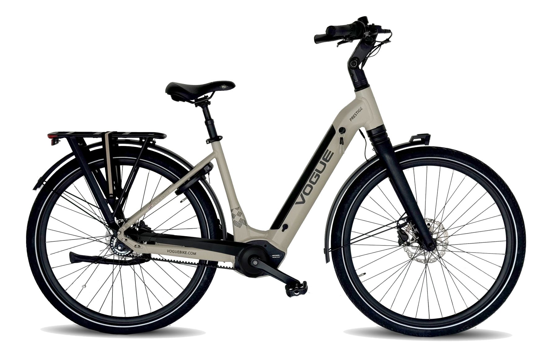Vogue Prestige – Elektrische Unisex Elektrische Fiets - 28 inch – 48 cm – MOTINOVA Middenmotor 80Nm – V-Snaar Aandrijving – 14,5Ah Accu – Fashion Grey - AE-trading