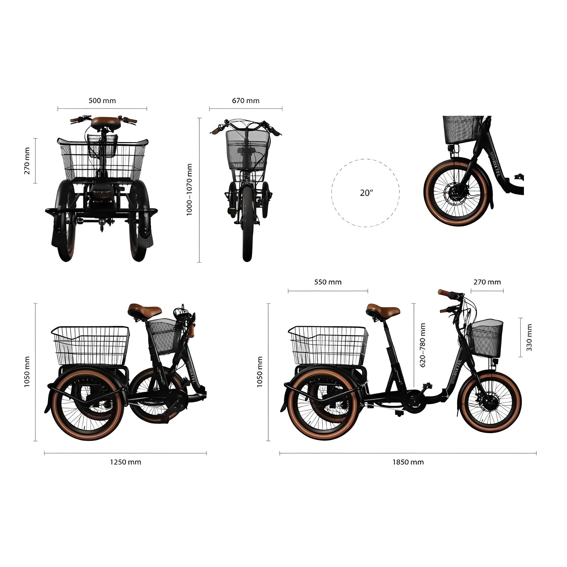 Van Rixtel Swing Compact Fold – Zwart/Bruin – 370Wh – Elektrische Driewieler - AE-trading