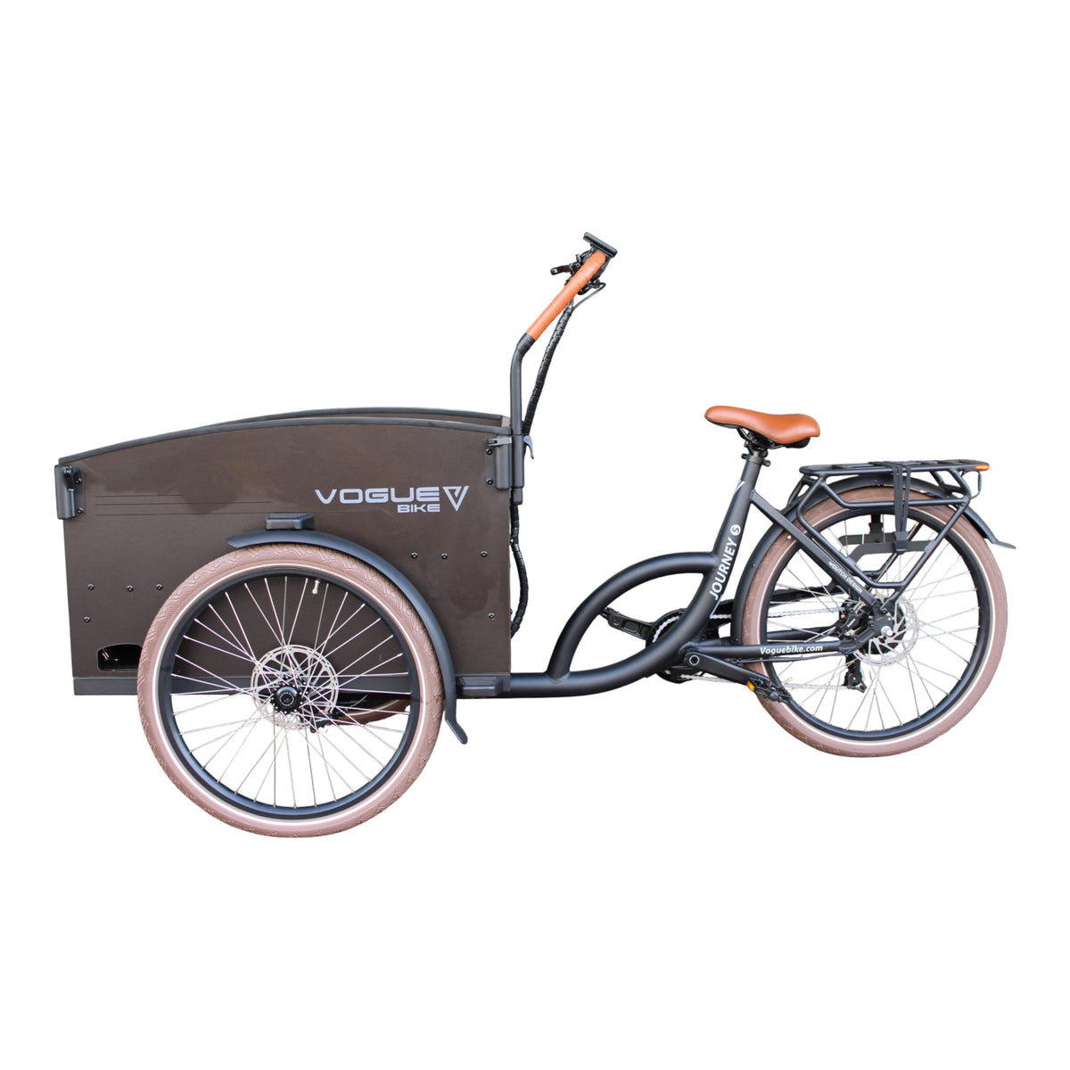 Vogue Journey S Elektrische Bakfiets - Zwart met Bruine Accenten - 48 cm - AE-trading