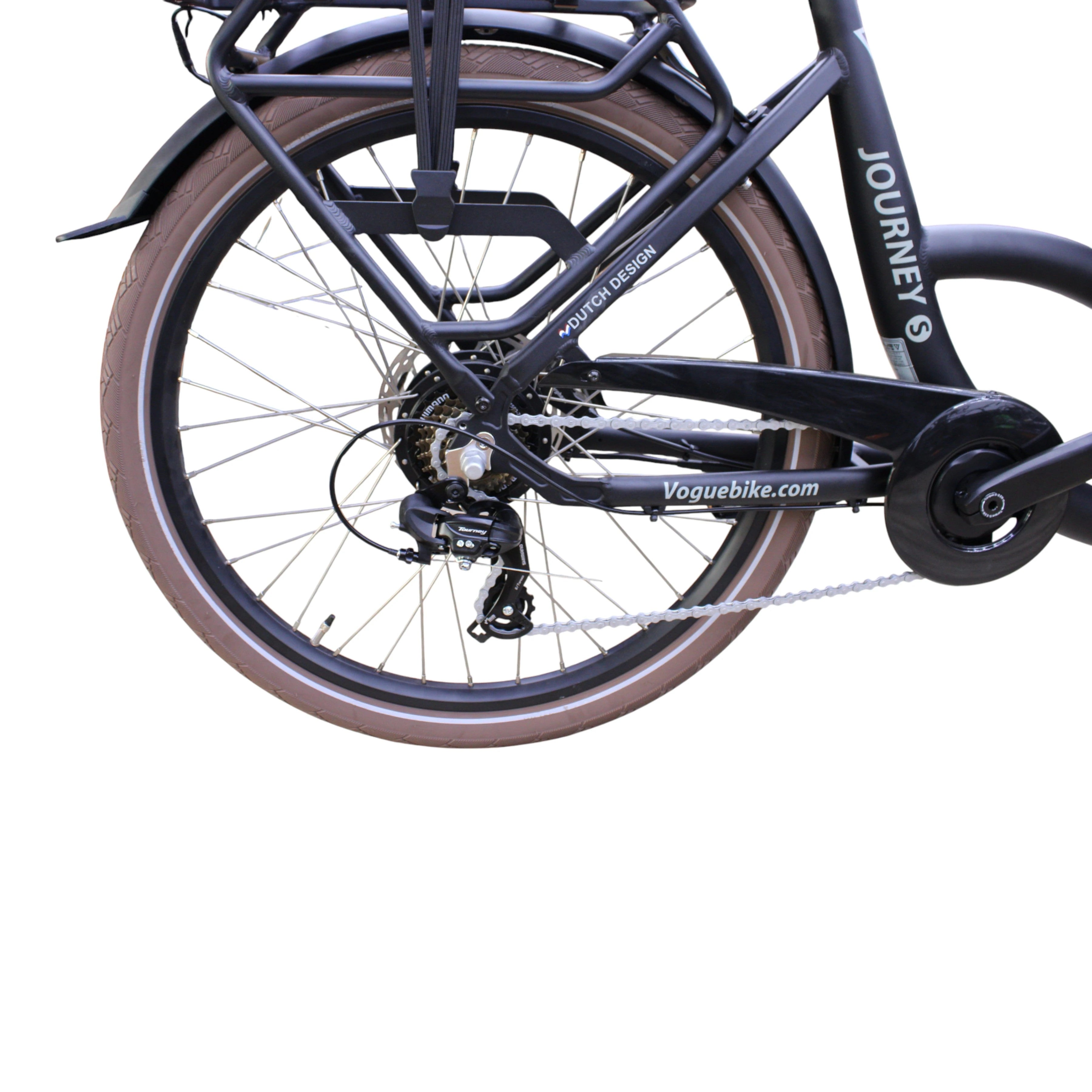 Vogue Bakfiets E-Cargo Journey-S 7DR met Hydraulische Remmen - Zwart met Bruine Accenten - AE-trading