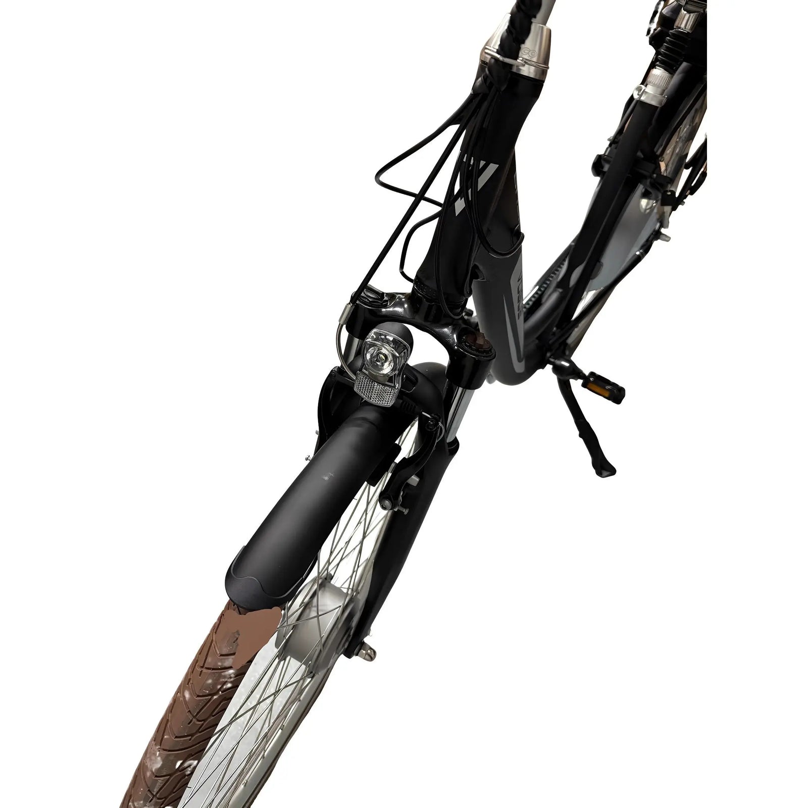 Vogue Basic N3 Elektrische Fiets - Mat Zwart met Bruine Accenten - 47 cm - AE-trading