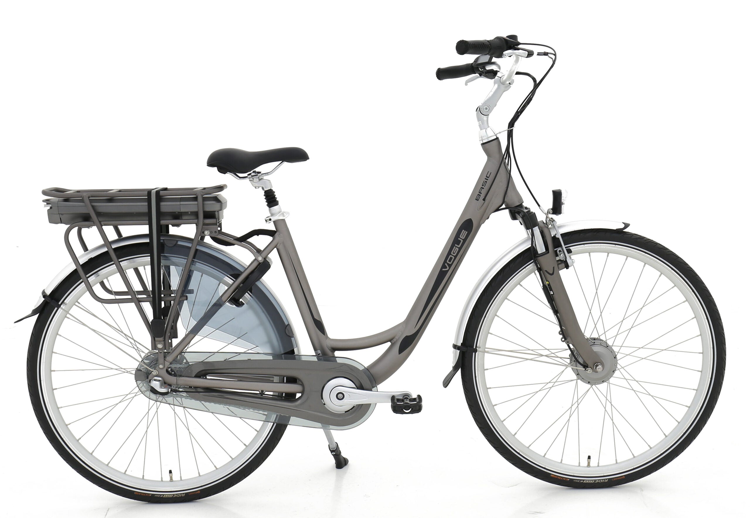 Vogue Basic N7 E-bike Mat Grijs 47cm – Elektrische Damesfiets met 468Wh Accu, Shimano Nexus 7 Versnellingen, Voorwielmotor & LED Verlichting – Actieradius tot 120 km - AE-trading