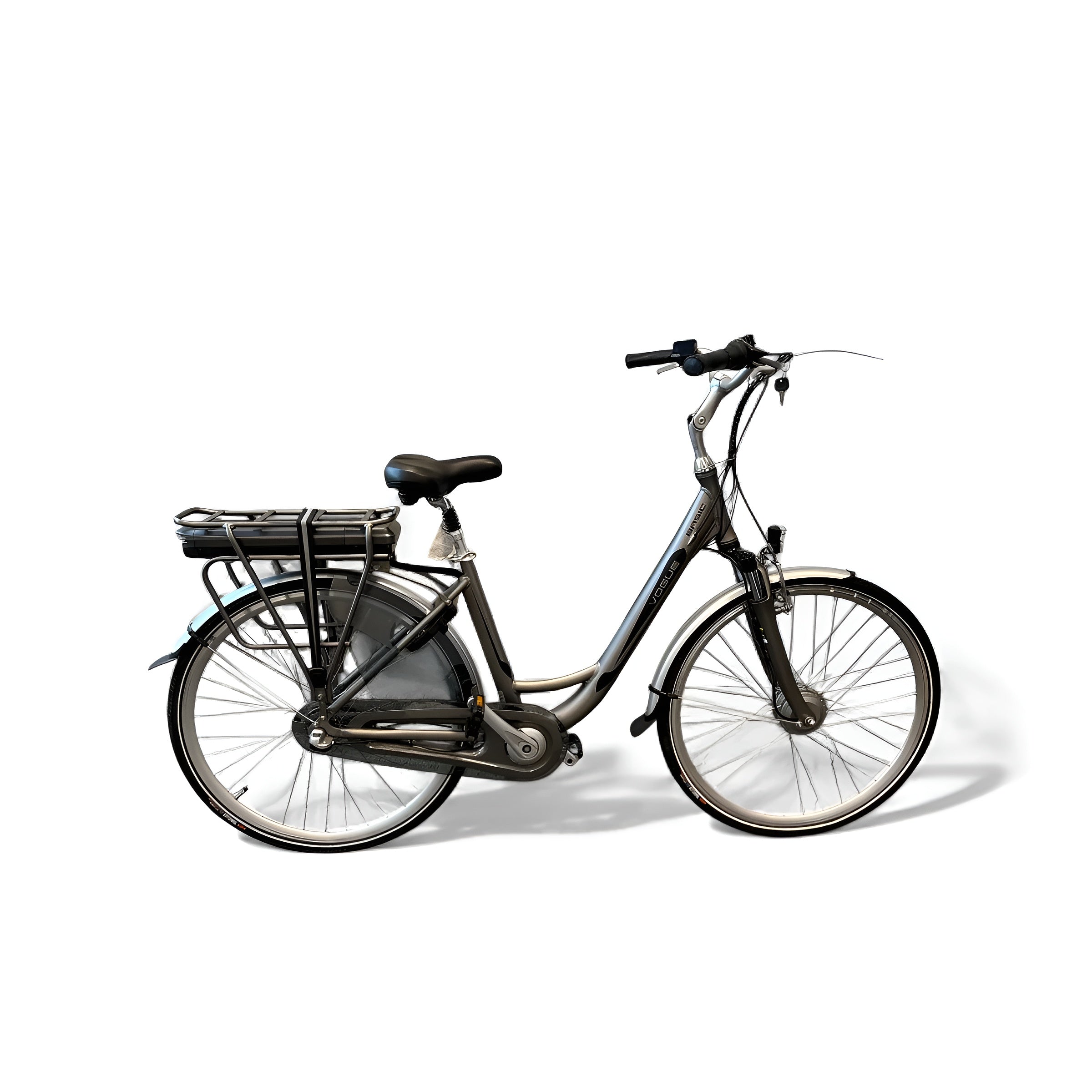 Vogue Basic N7 Elektrische Fiets Mat Grijs 47cm – Elektrische Damesfiets met 468Wh Accu - AE-trading
