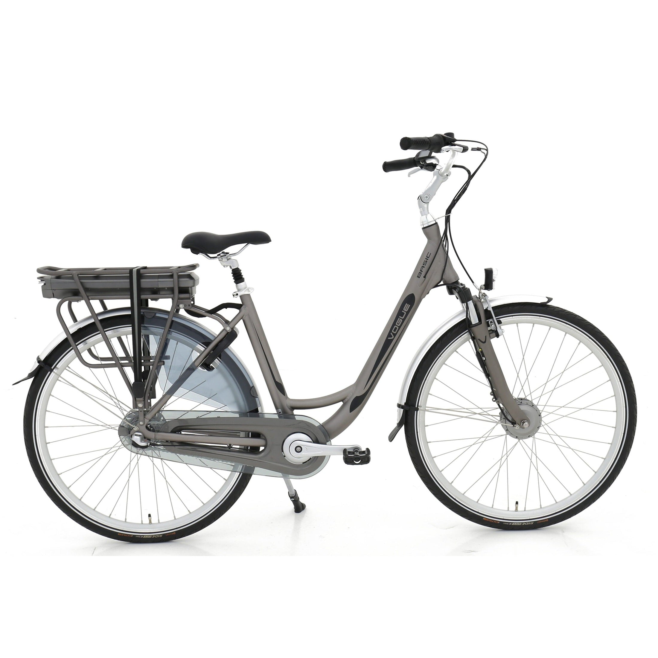 Vogue Basic N7 Elektrische Fiets Mat Grijs 47cm – Elektrische Damesfiets met 468Wh Accu, Shimano Nexus 7 Versnellingen, Voorwielmotor & LED Verlichting – Actieradius tot 120 km - AE-trading