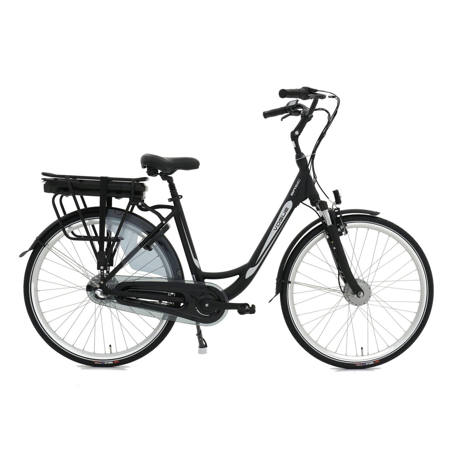 Vogue Basic N7 Elektrische Fiets Mat Zwart 49cm – Elektrische Damesfiets met 468Wh Accu, Shimano Nexus 7 Versnellingen, Voorwielmotor & LED Verlichting – Actieradius tot 120 km - AE-trading