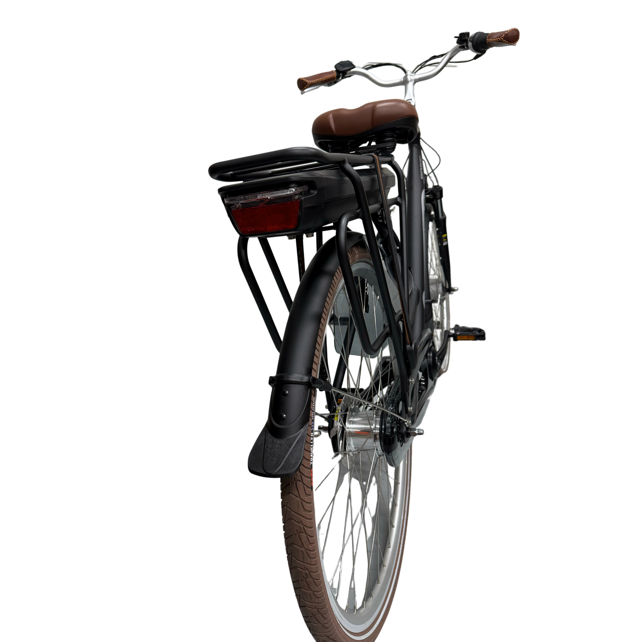 Vogue Basic N7 Elektrische Fiets Mat Zwart met Bruine Accenten 49cm – Elektrische Damesfiets met 468Wh Accu, Shimano Nexus 7 Versnellingen, Voorwielmotor & LED Verlichting – Actieradius tot 120 km - AE-trading