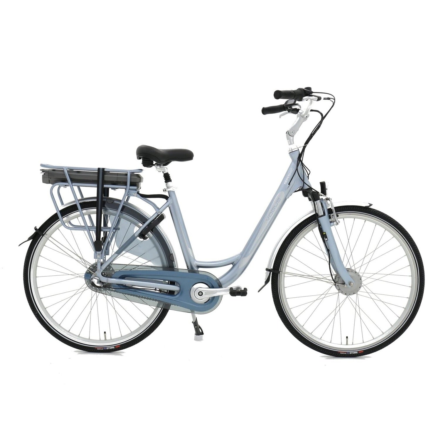 Vogue Basic N7 Elektrische Fiets Silk Blue 47cm – Elektrische Damesfiets met 468Wh Accu, Shimano Nexus 7 Versnellingen, Voorwielmotor & LED Verlichting – Actieradius tot 120 km - AE-trading
