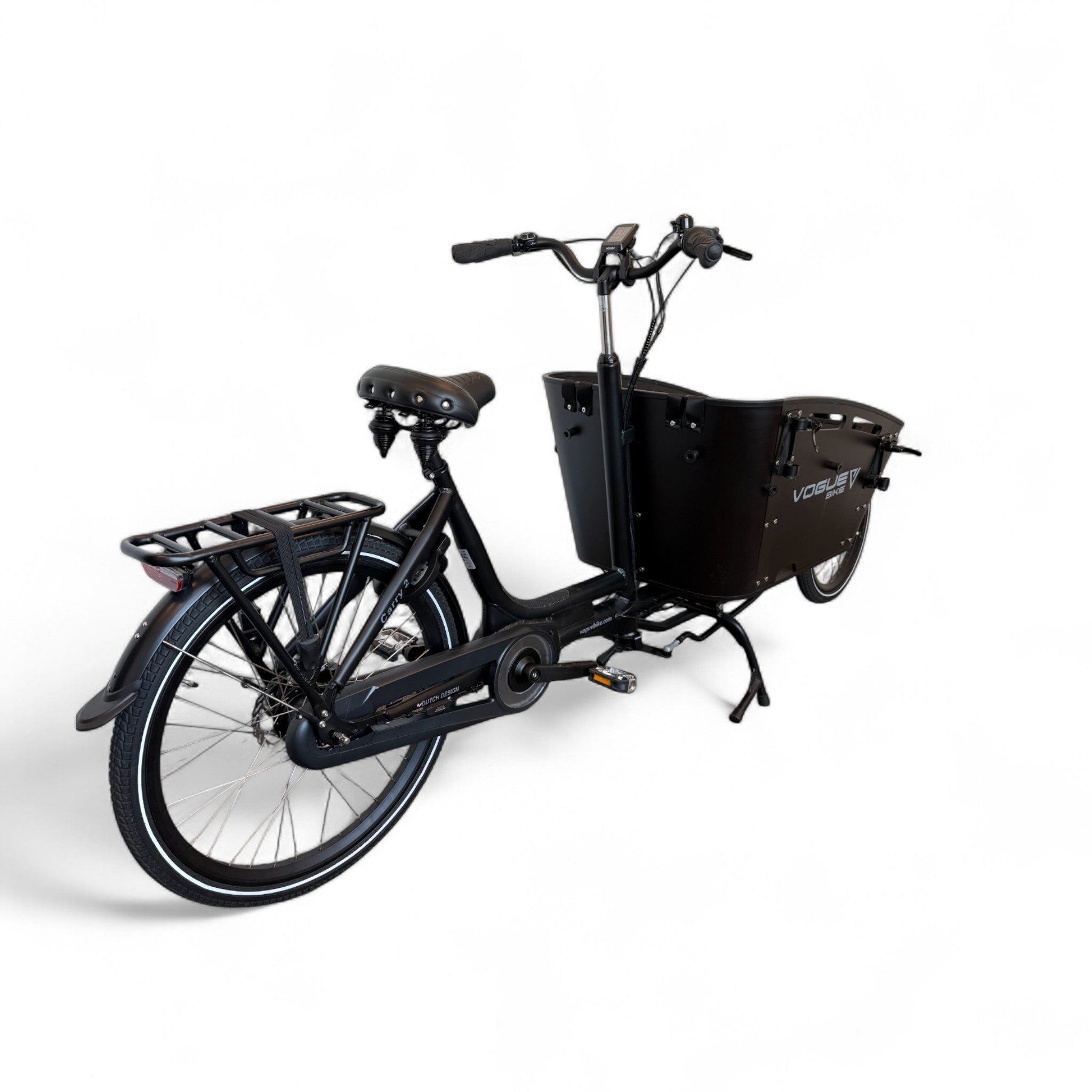 Vogue Carry 2 – Mat Zwart – Elektrische Bakfiets – 80Nm middenmotor – 15Ah accu – 8 versnellingen – Hydraulische schijfremmen - AE-trading
