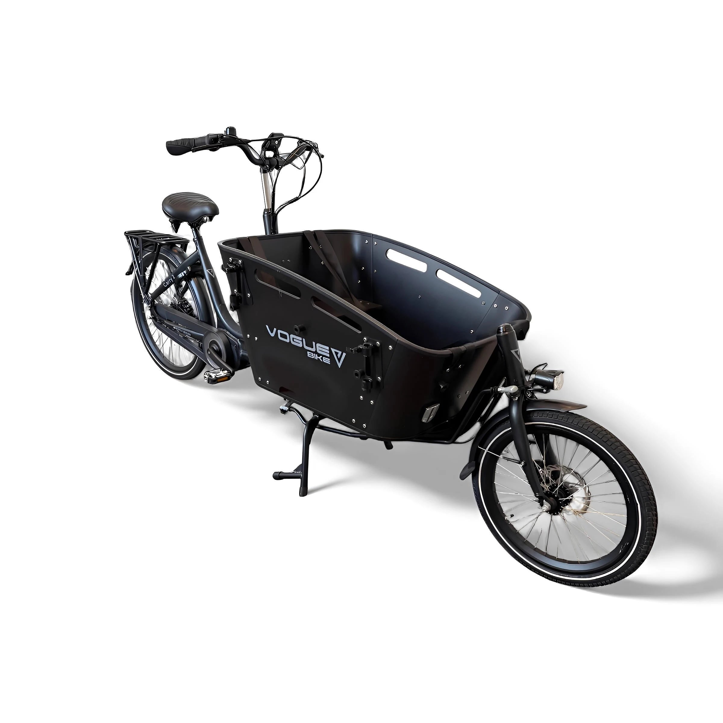 Vogue Carry 2 – Mat Zwart – Elektrische Bakfiets – 80Nm middenmotor – 15Ah accu – 8 versnellingen – Hydraulische schijfremmen - AE-trading