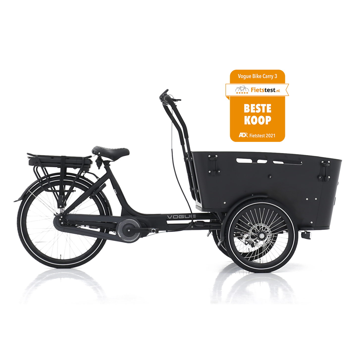 Vogue Carry 3 – Elektrische Bakfiets – Mat Zwart/Zwart – Bafang 80 Nm – Nexus 7 – Actieradius 50-70 km - AE-trading