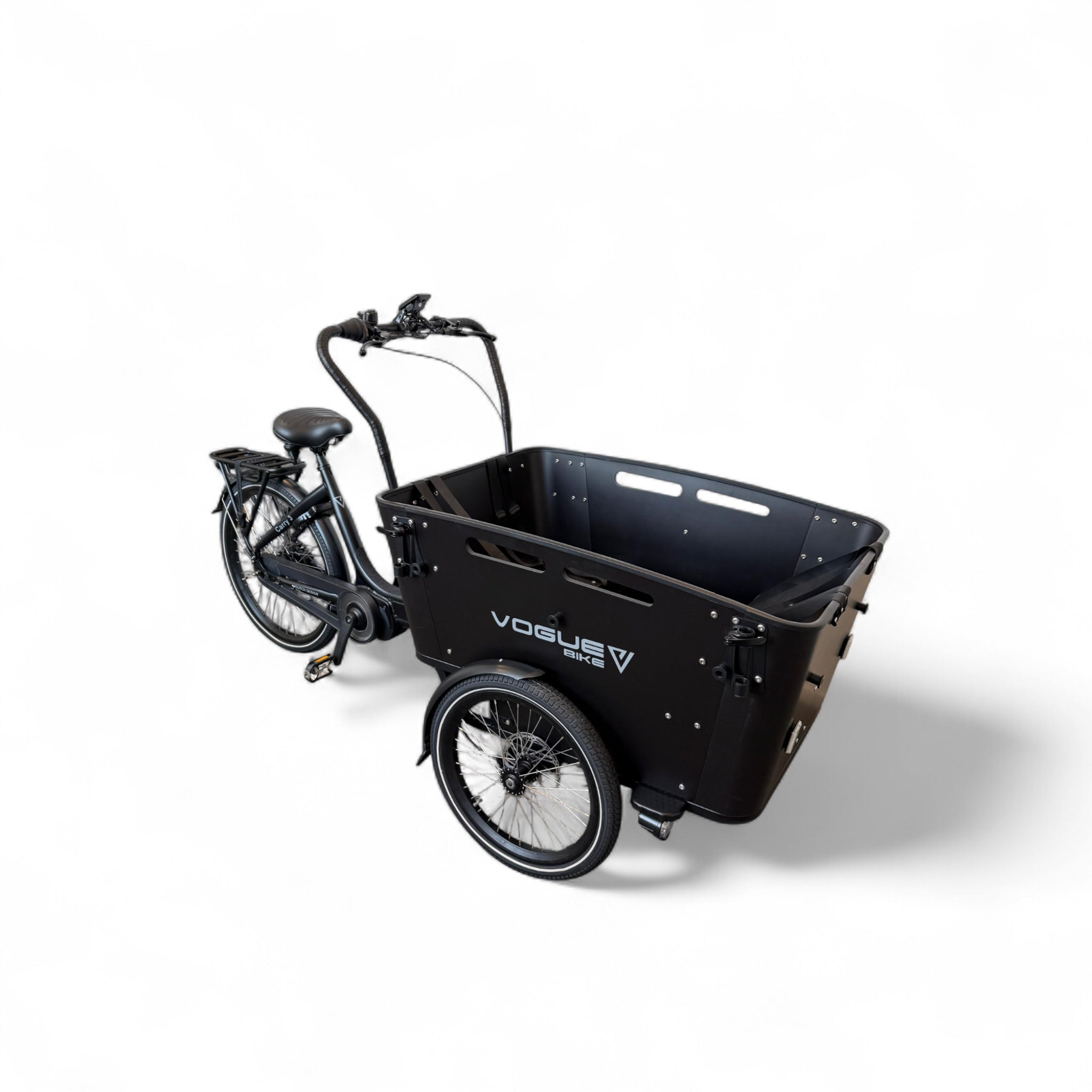 Vogue Carry 3 – Mat Zwart/Zwart – Elektrische Bakfiets – Bafang M400 middenmotor – 540Wh accu – 7 versnellingen – Inclusief huif – Hydraulische schijfremmen - AE-trading