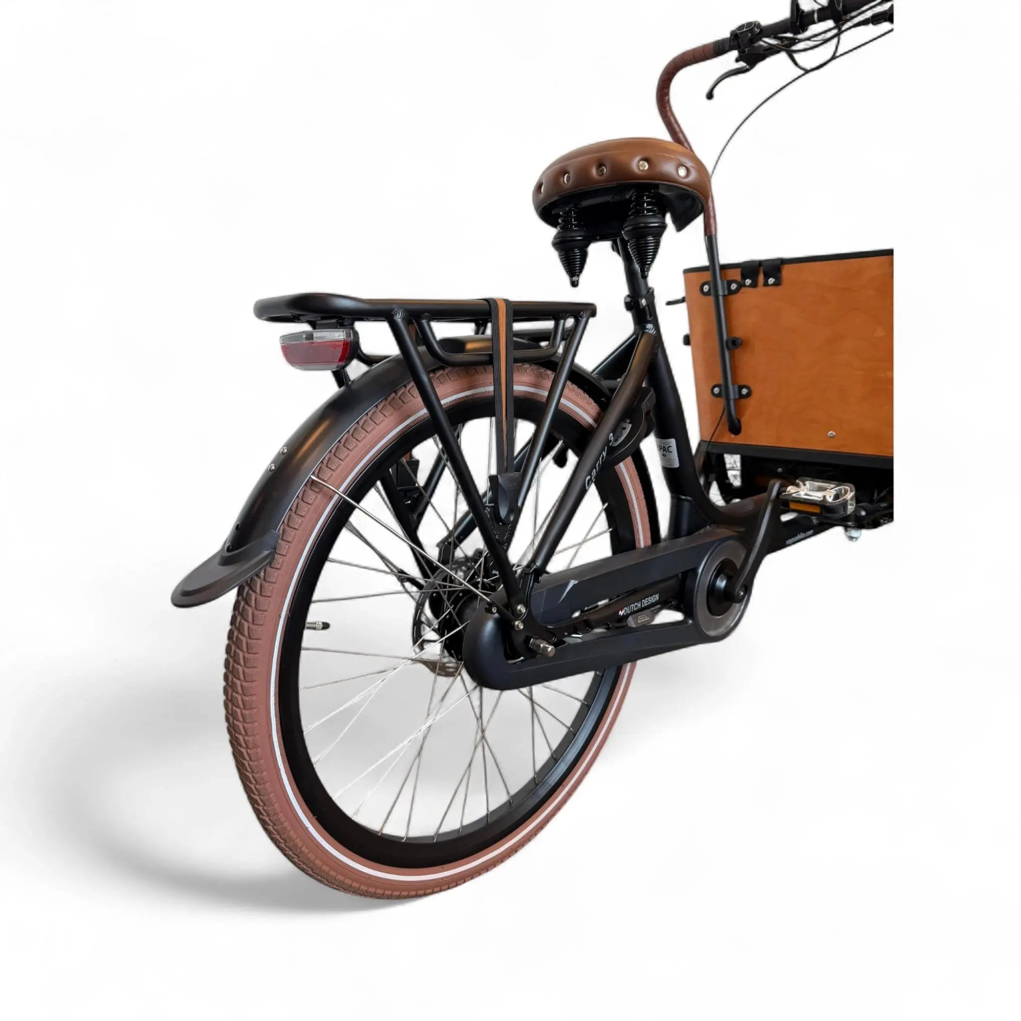Vogue Carry 3 – Mat Zwart/Bruin/Zwart – Elektrische Bakfiets – Bafang M400 middenmotor – 468Wh accu – 7 versnellingen – Inclusief huif – Schijfremmen - AE-trading