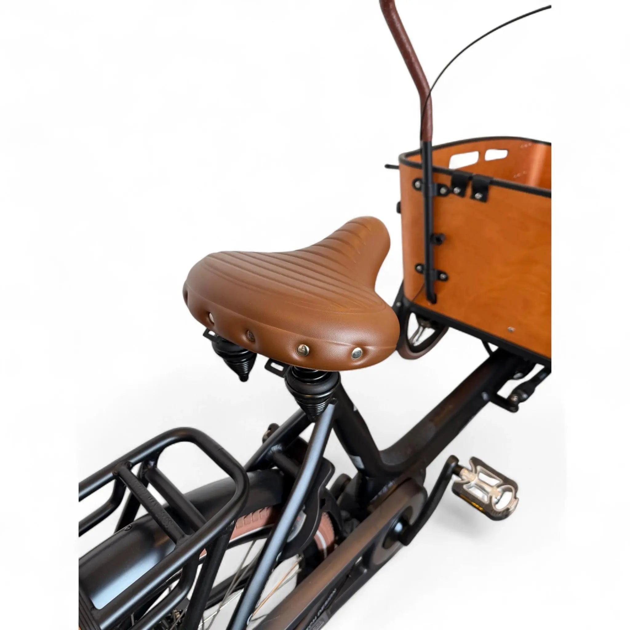 Vogue Carry 3 – Mat Zwart/Bruin/Zwart – Elektrische Bakfiets – Bafang M400 middenmotor – 468Wh accu – 7 versnellingen – Inclusief huif – Schijfremmen - AE-trading