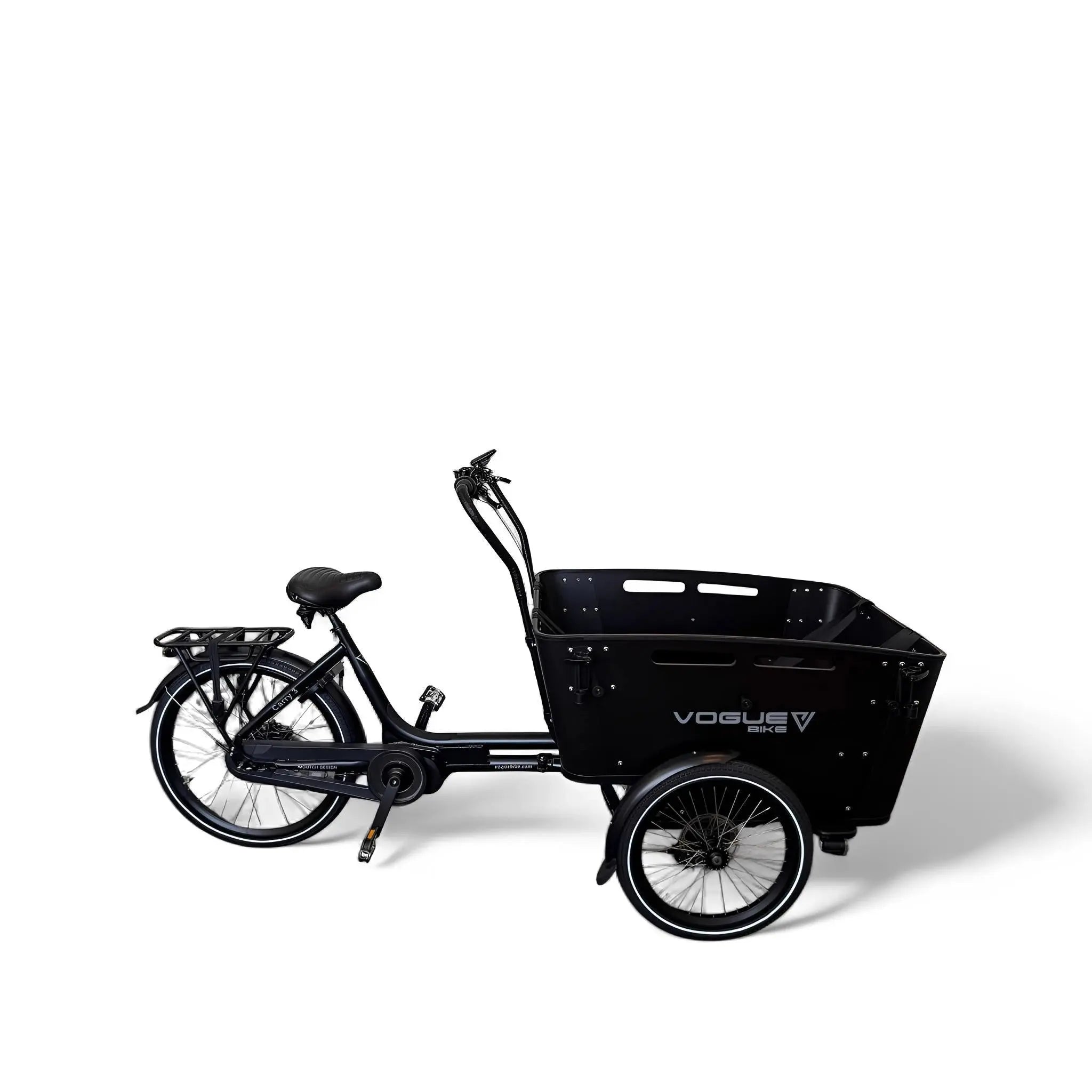 Vogue Carry 3 – Mat Zwart/Zwart – Elektrische Bakfiets – Ananda M81 middenmotor – 540Wh accu – 7 versnellingen – Inclusief huif – Hydraulische schijfremmen - AE-trading