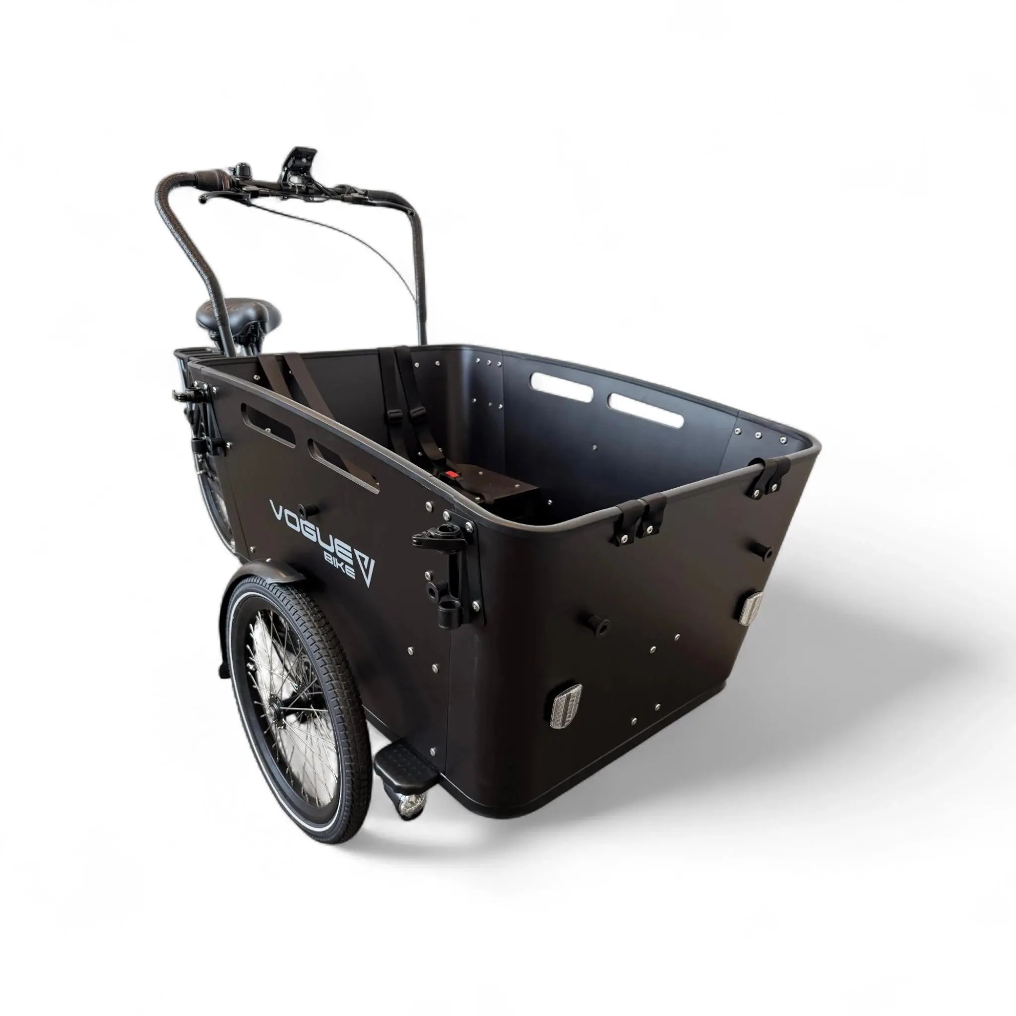 Vogue Carry 3 – Mat Zwart/Zwart – Elektrische Bakfiets – Ananda M81 middenmotor – 540Wh accu – 7 versnellingen – Inclusief huif – Hydraulische schijfremmen - AE-trading