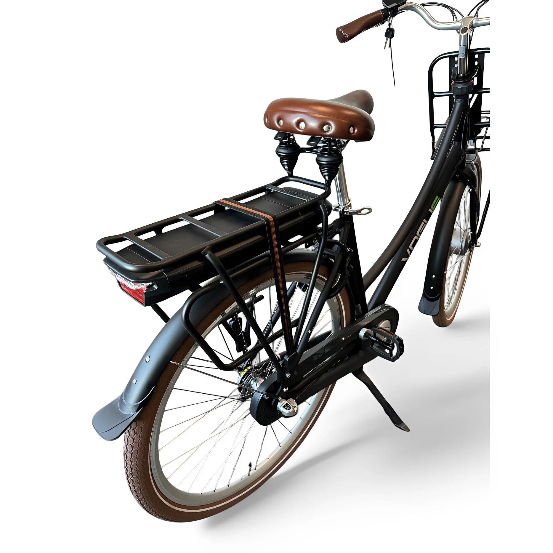 Vogue Elite Elektrische Fiets 3 versnellingen 13Ah 50cm E-bike - Mat zwart met bruine accenten - AE-trading