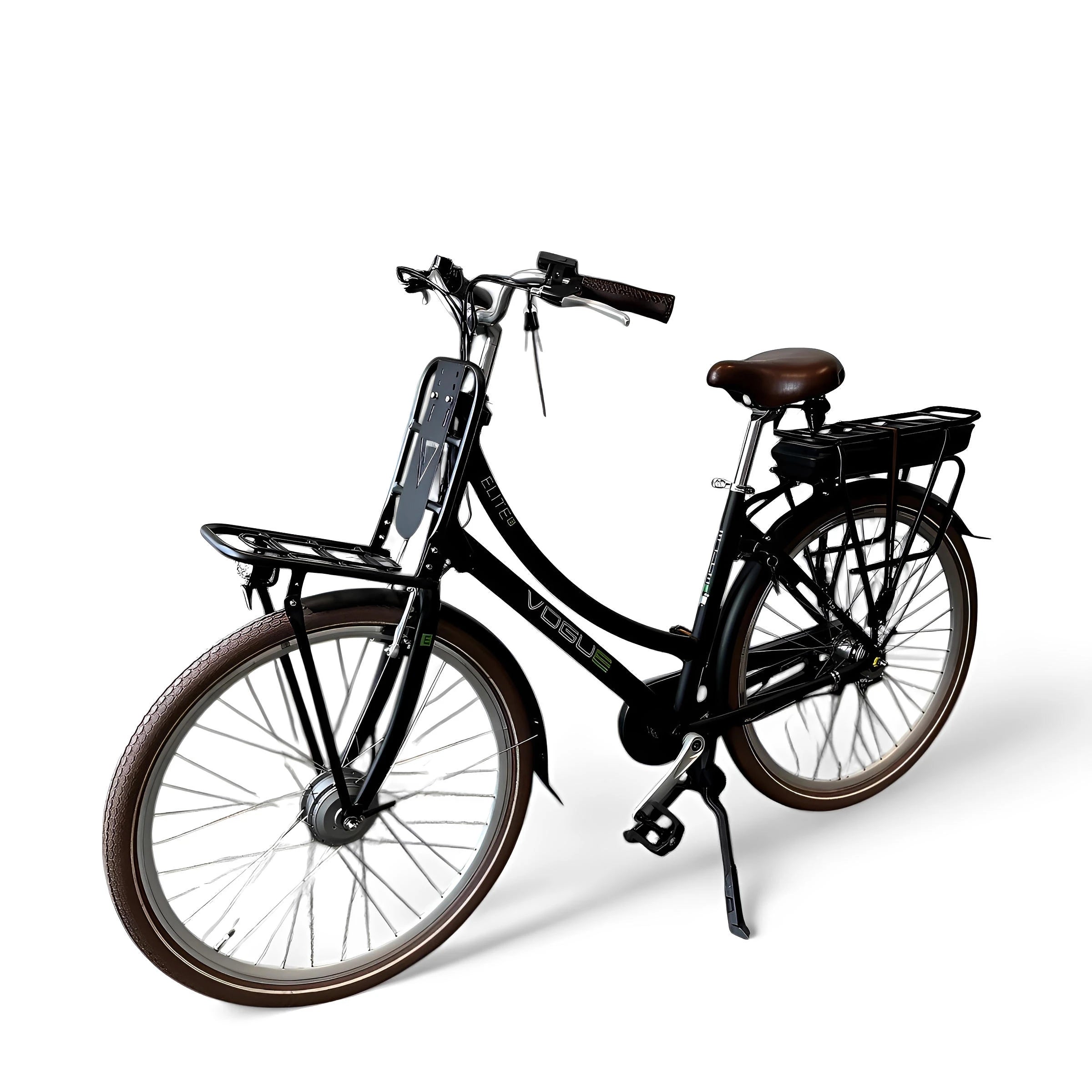 Vogue Elite Elektrische Fiets 3 versnellingen 13Ah 50cm E-bike - Mat zwart met bruine accenten - AE-trading