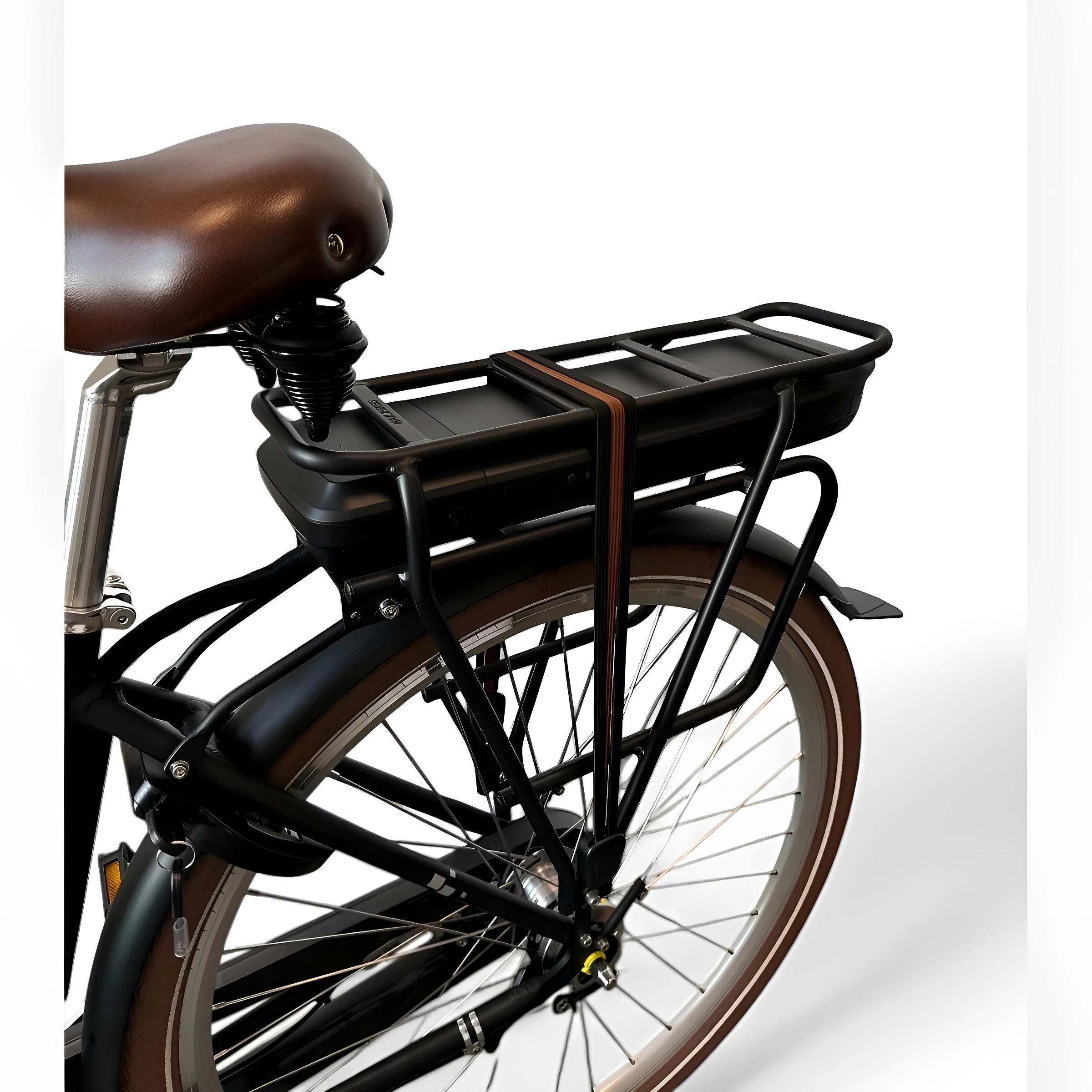 Vogue Elite Elektrische Fiets 3 versnellingen 13Ah 50cm E-bike - Mat zwart met bruine accenten - AE-trading