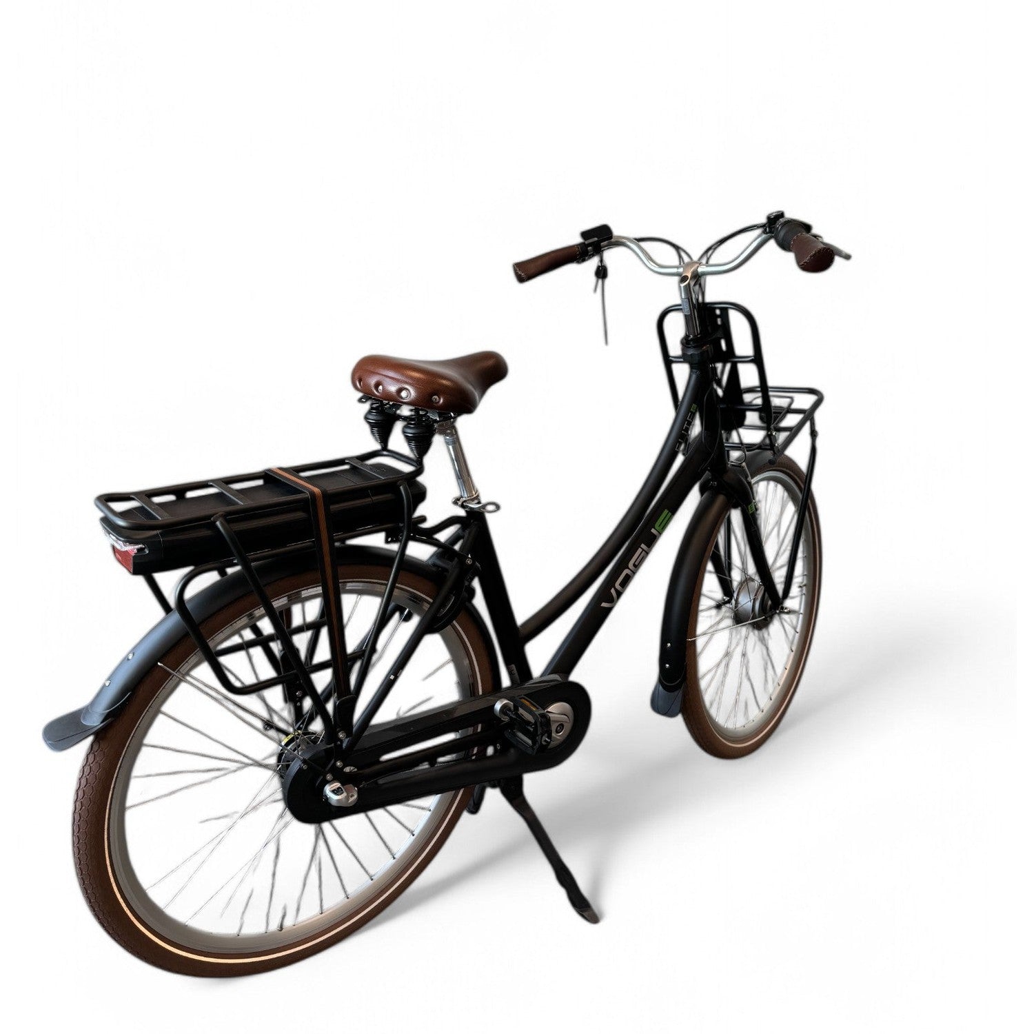 Vogue Elite Elektrische Fiets 3 versnellingen 13Ah 50cm E-bike - Mat zwart met bruine accenten - AE-trading