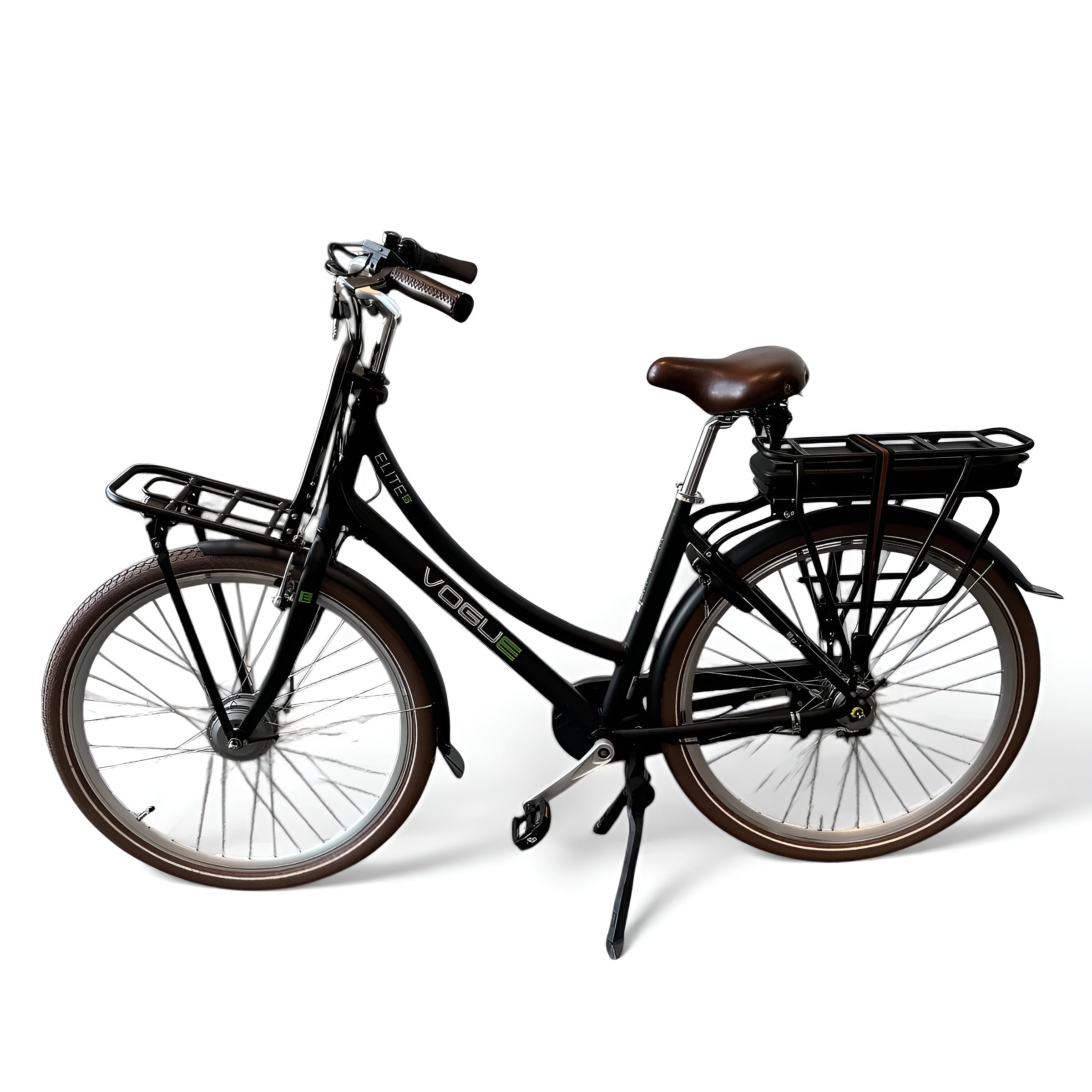 Vogue Elite Elektrische Fiets 3 versnellingen 13Ah 50cm E-bike - Mat zwart met bruine accenten - AE-trading