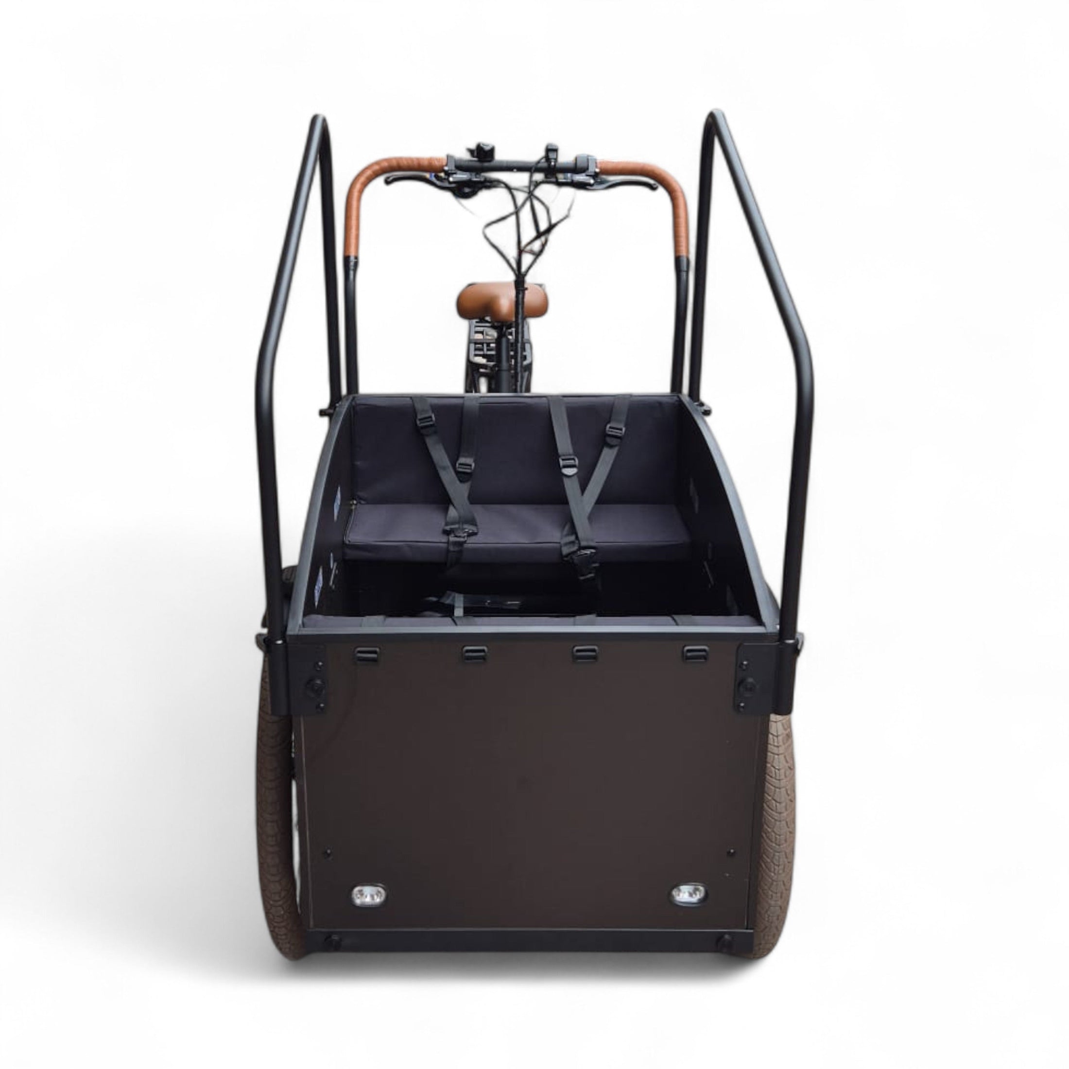 Vogue Journey Plus - Elektrische Bakfiets - Mat Zwart Bruine Accenten - 48 cm - Accu 522Wh (36V, 14.5Ah) - Ananda Middenmotor - Shimano 7 Versnellingen - Hydraulische Remmen - AE-trading