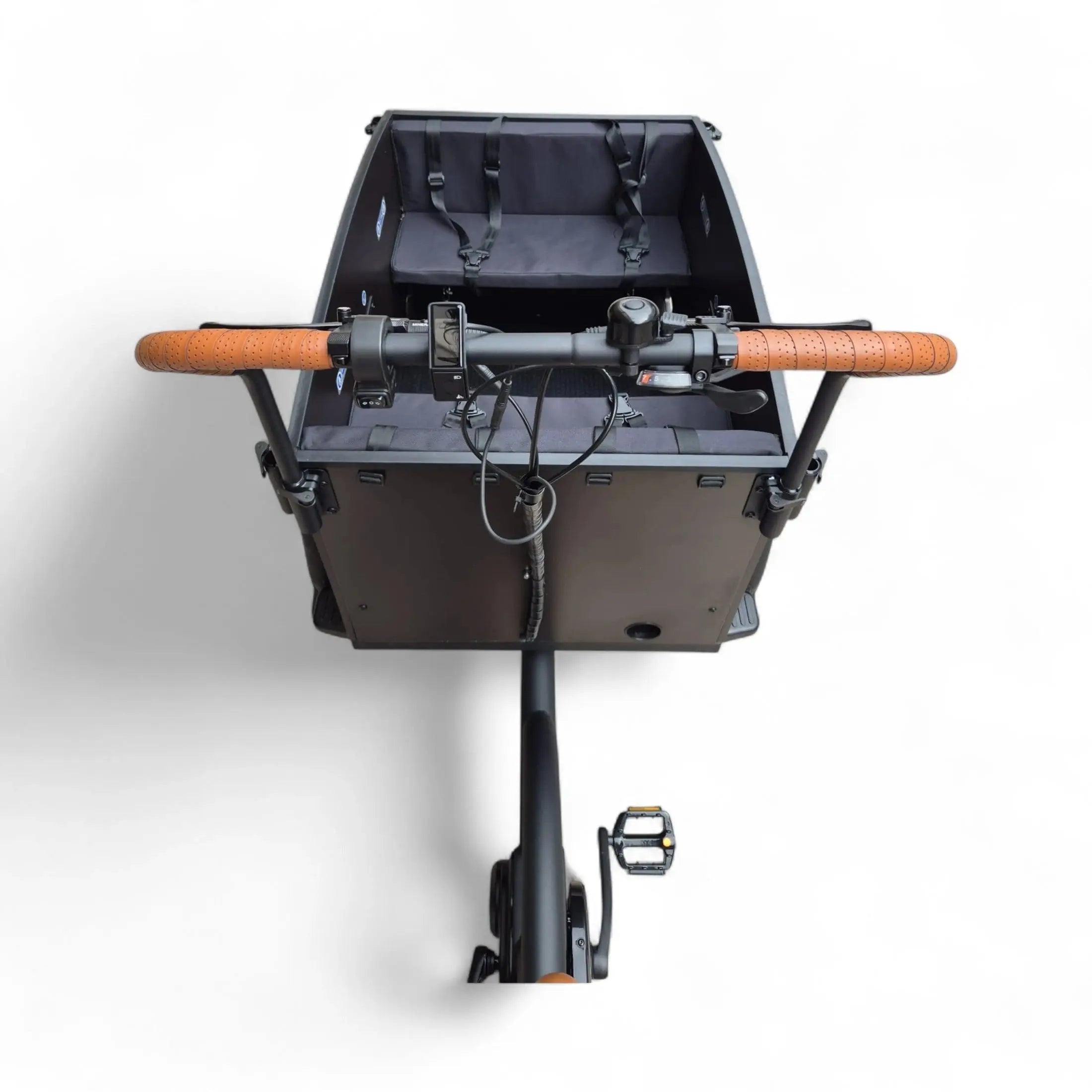 Vogue Journey Plus - Elektrische Bakfiets - Mat Zwart Bruine Accenten - 48 cm - Accu 522Wh (36V, 14.5Ah) - Ananda Middenmotor - Shimano 7 Versnellingen - Hydraulische Remmen - AE-trading