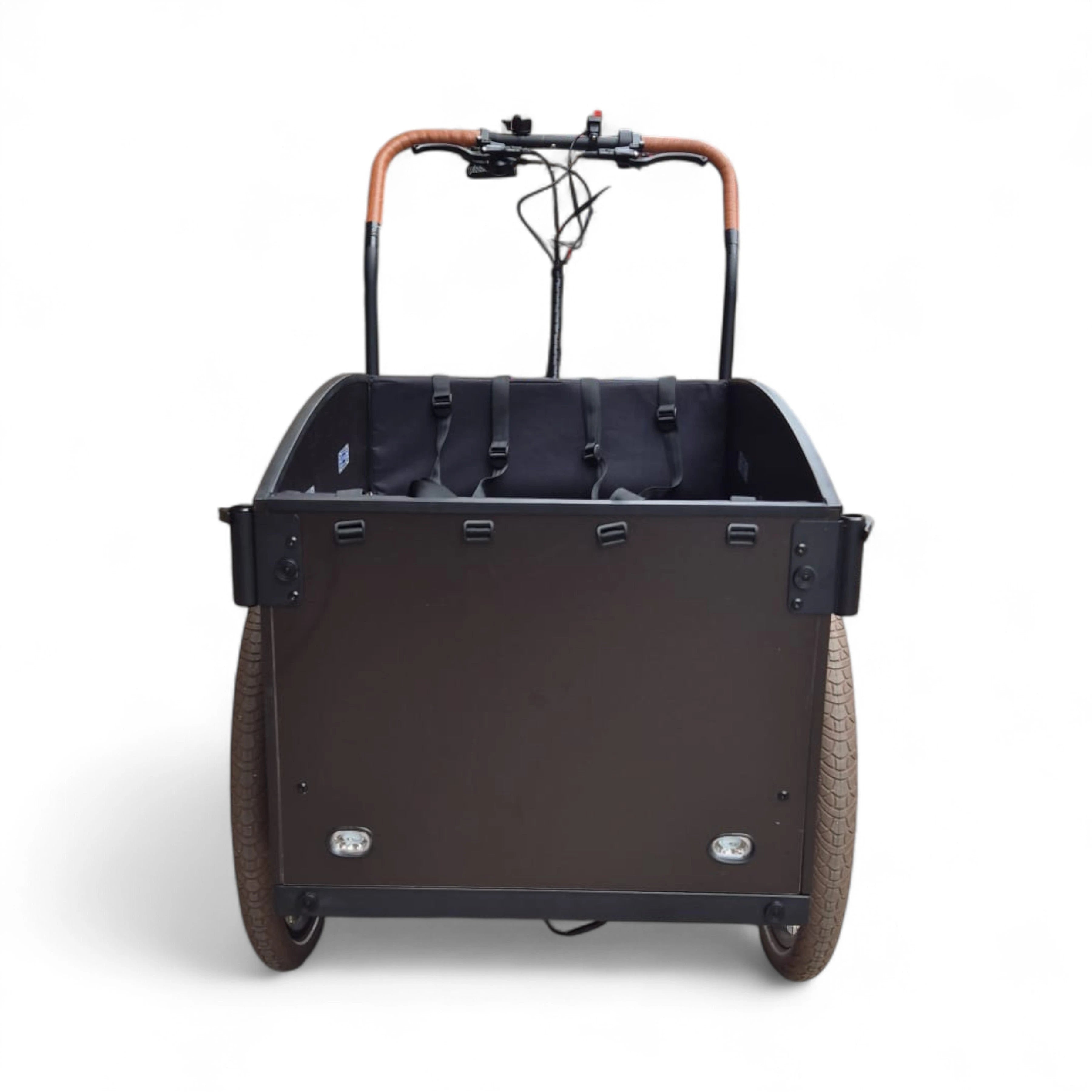 Vogue Journey Plus - Elektrische Bakfiets - Mat Zwart Bruine Accenten - 48 cm - Accu 522Wh (36V, 14.5Ah) - Ananda Middenmotor - Shimano 7 Versnellingen - Hydraulische Remmen - AE-trading