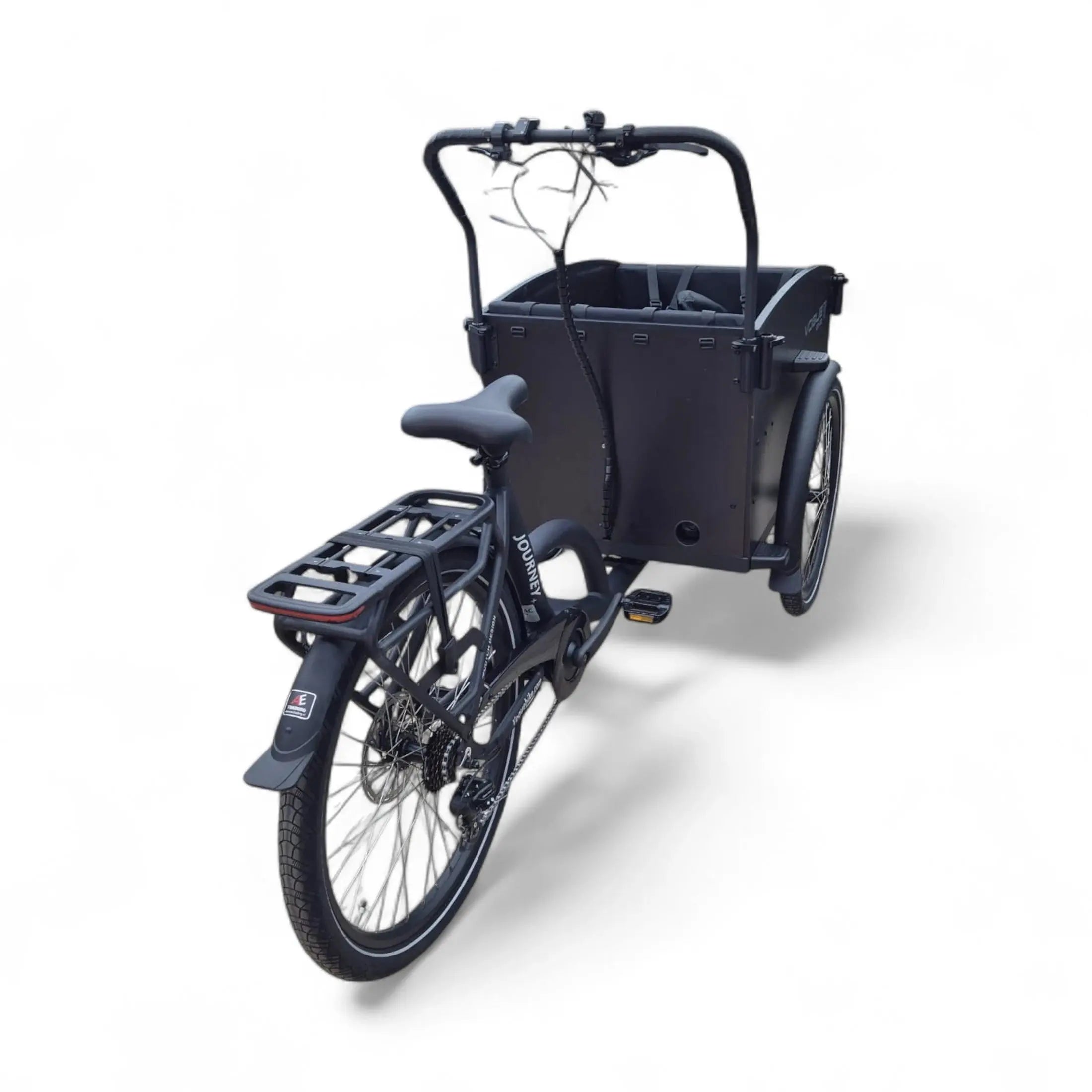 Vogue Journey Plus - Elektrische Bakfiets - Mat Zwart Zwarte Accenten - 48 cm - Accu 522Wh (36V, 14.5Ah) - Ananda Middenmotor - Shimano 7 Versnellingen - Hydraulische Remmen - AE-trading