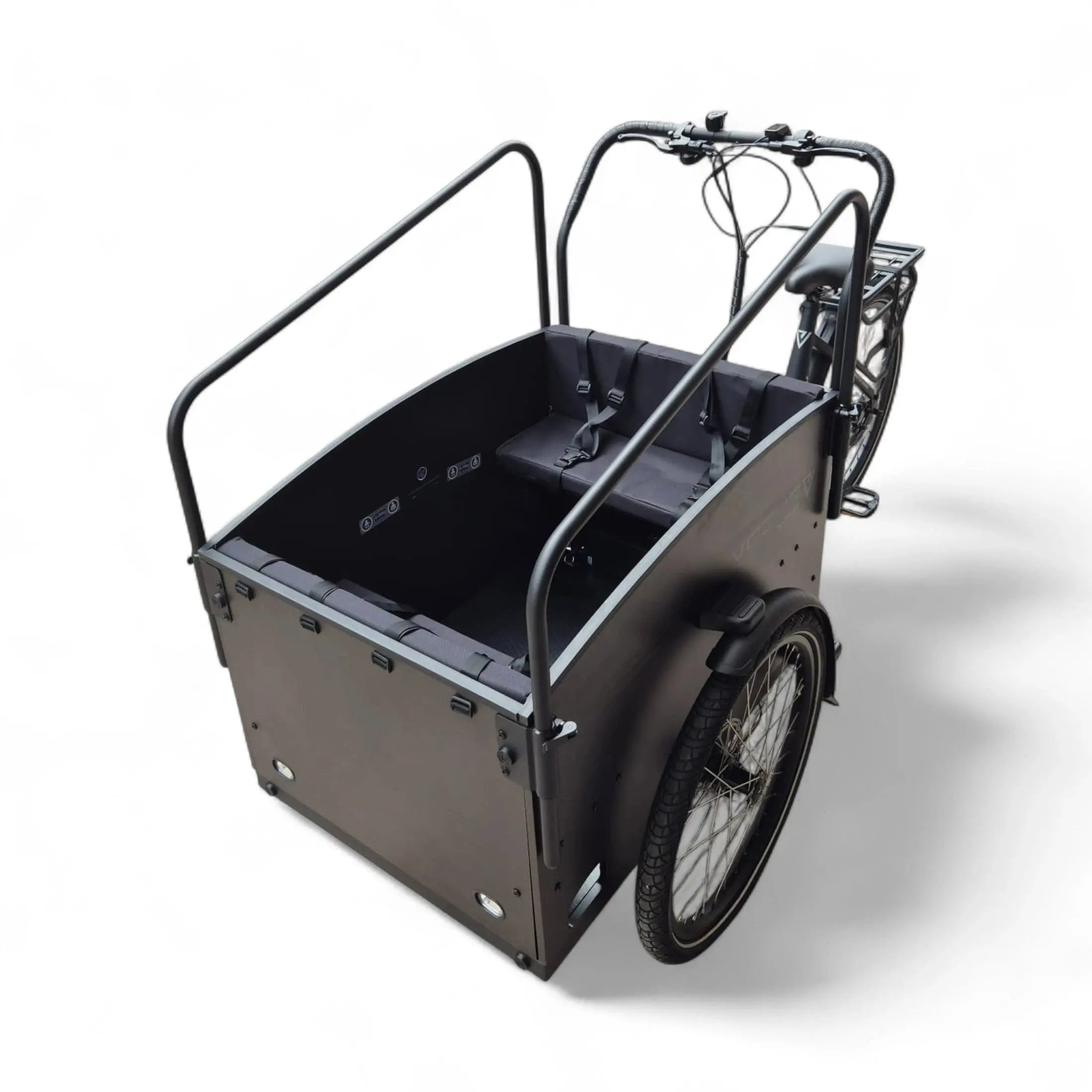 Vogue Journey Plus - Elektrische Bakfiets - Mat Zwart Zwarte Accenten - 48 cm - Accu 522Wh (36V, 14.5Ah) - Ananda Middenmotor - Shimano 7 Versnellingen - Hydraulische Remmen - AE-trading