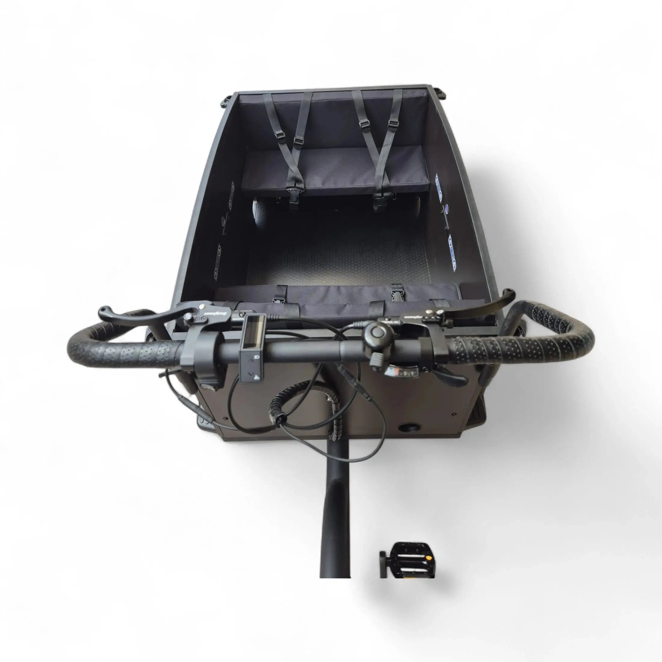 Vogue Journey Plus - Elektrische Bakfiets - Mat Zwart Zwarte Accenten - 48 cm - Accu 522Wh (36V, 14.5Ah) - Ananda Middenmotor - Shimano 7 Versnellingen - Hydraulische Remmen - AE-trading