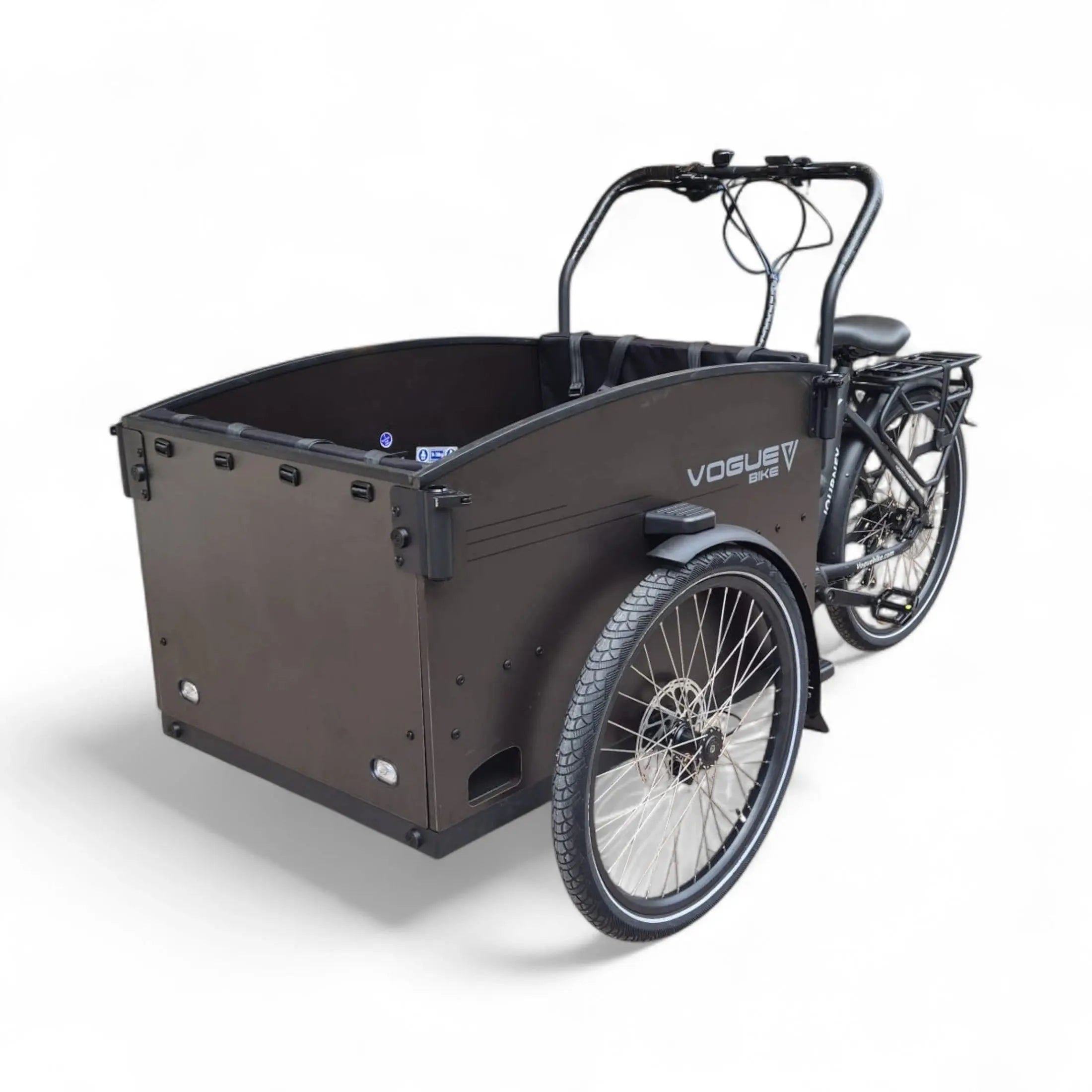 Vogue Journey Plus - Elektrische Bakfiets - Mat Zwart Zwarte Accenten - 48 cm - Accu 522Wh (36V, 14.5Ah) - Ananda Middenmotor - Shimano 7 Versnellingen - Hydraulische Remmen - AE-trading