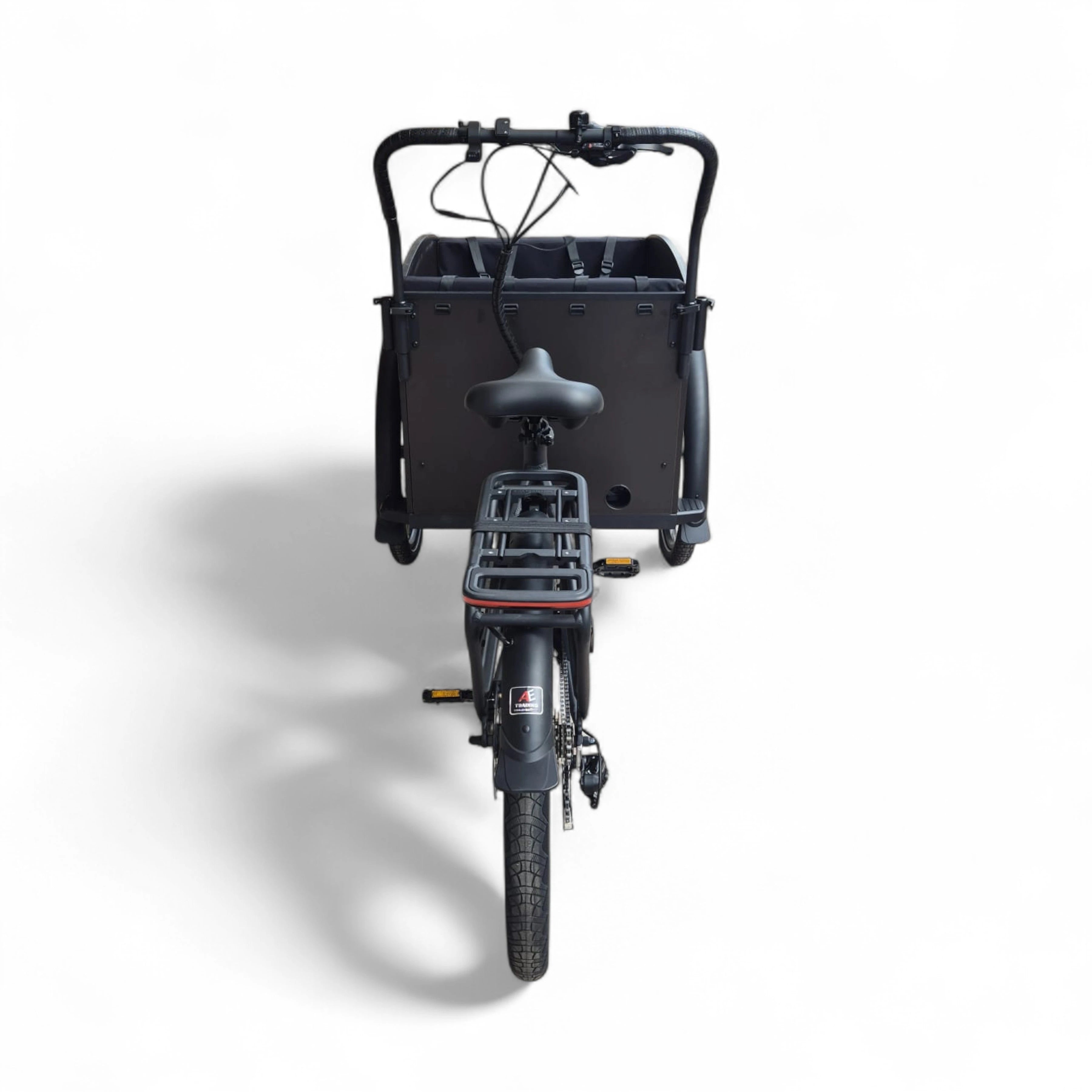 Vogue Journey Plus - Elektrische Bakfiets - Mat Zwart Zwarte Accenten - 48 cm - Accu 522Wh (36V, 14.5Ah) - Ananda Middenmotor - Shimano 7 Versnellingen - Hydraulische Remmen - AE-trading