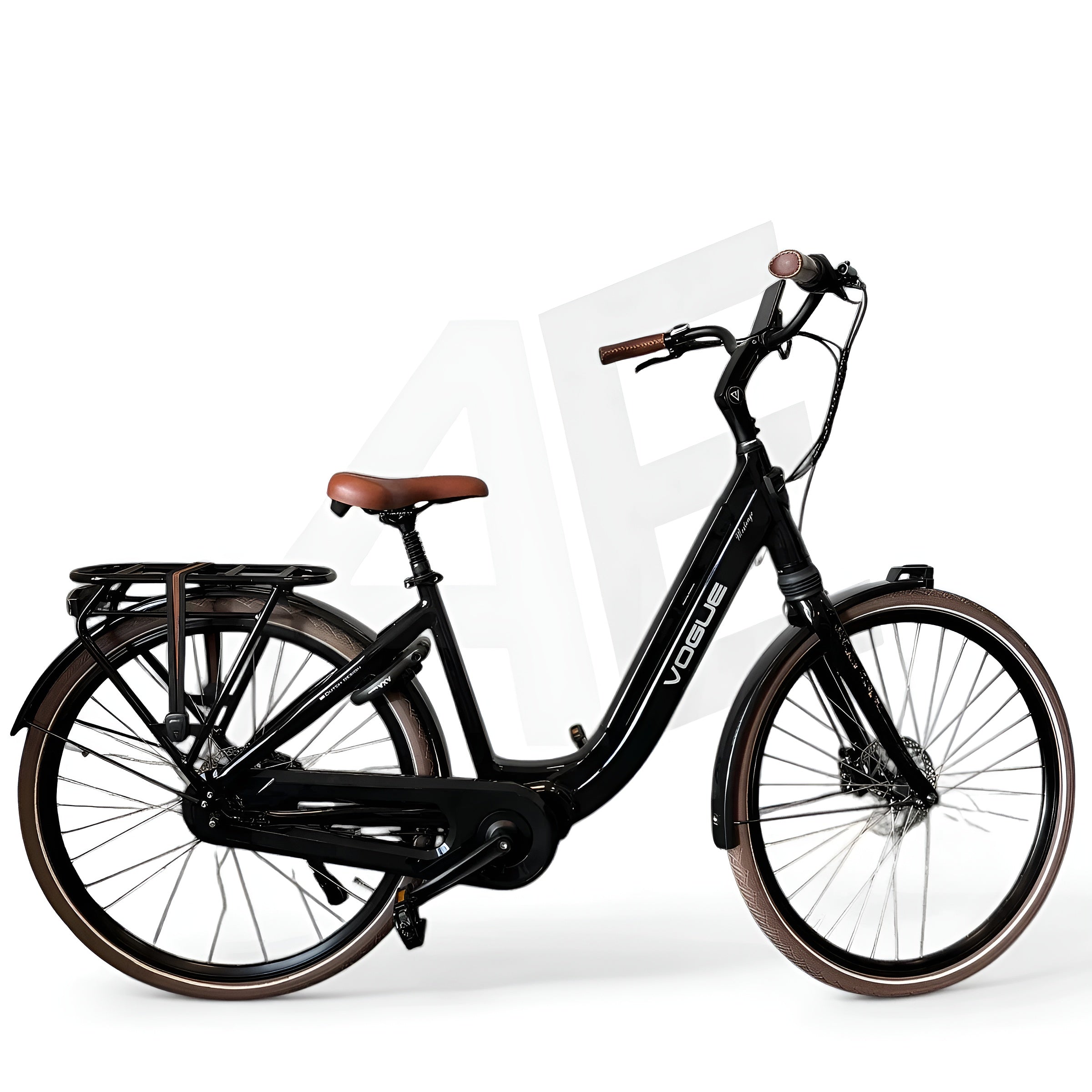 Vogue Mestengo 46cm Elektrische Fiets Hydraulische Remmen met Middenmotor - Glans Zwart - AE-trading