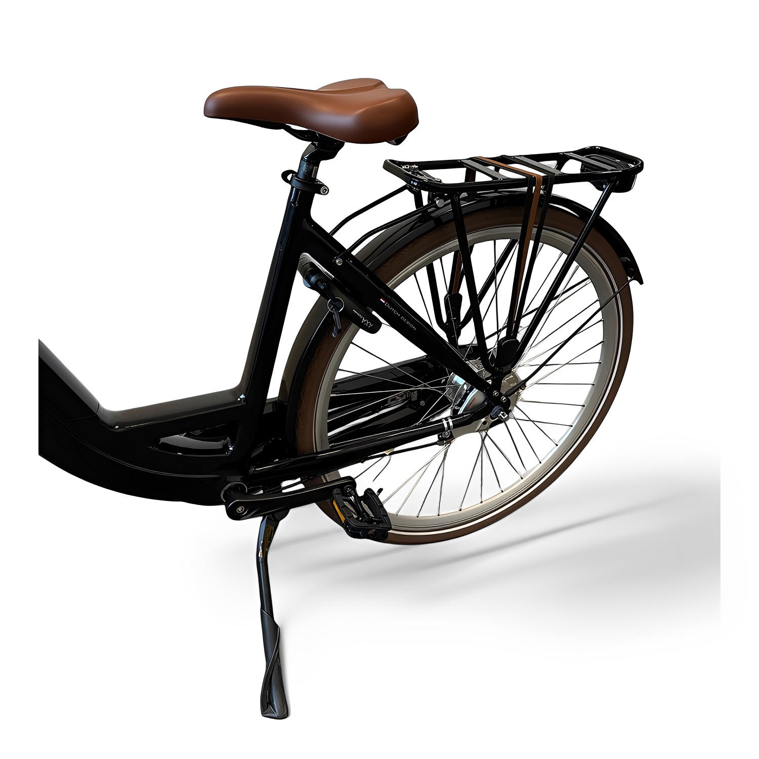 Vogue Mestengo Voorwielmotor Elektrische Fiets Glans Zwart met Bruine Accenten - 51cm - AE-trading