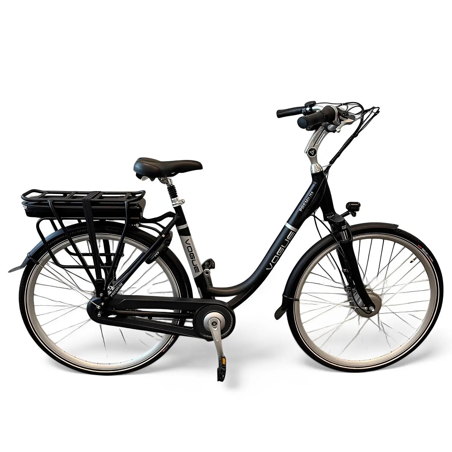 Vogue Premium Elektrische Fiets 7SP 48cm Lage Instap - Mat Zwart - AE-trading