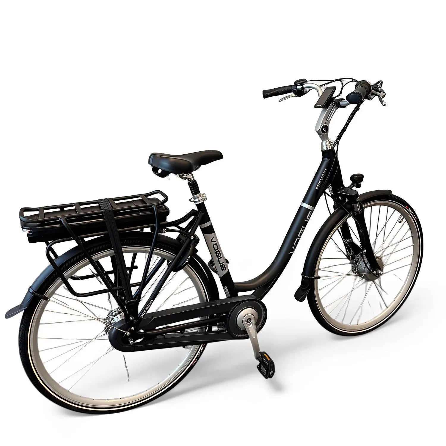 Vogue Premium Elektrische Fiets 7SP 48cm Lage Instap - Mat Zwart - AE-trading