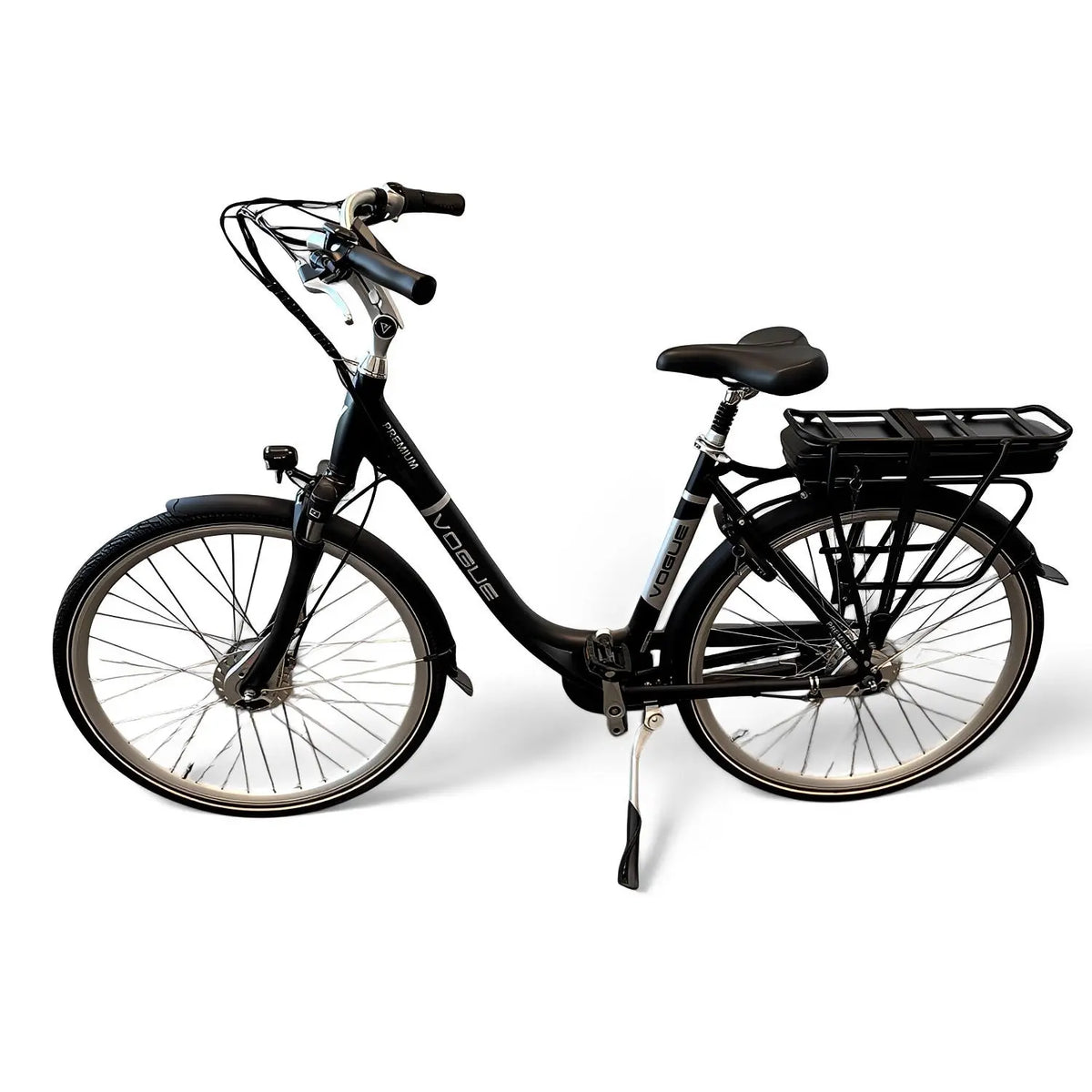 Vogue Premium Elektrische Fiets - Mat Zwart - 48 cm - Lage Instap - AE-trading