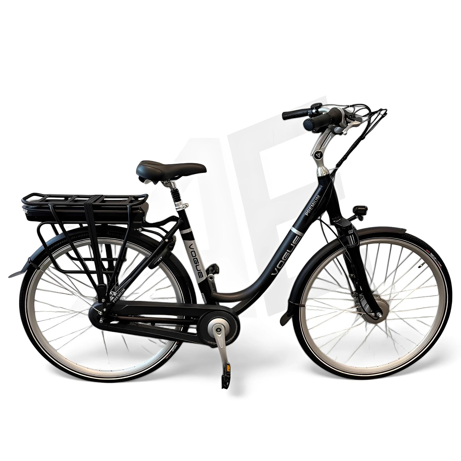 Vogue Premium Elektrische Fiets - Mat Zwart - 53 cm - Lage Instap - AE-trading