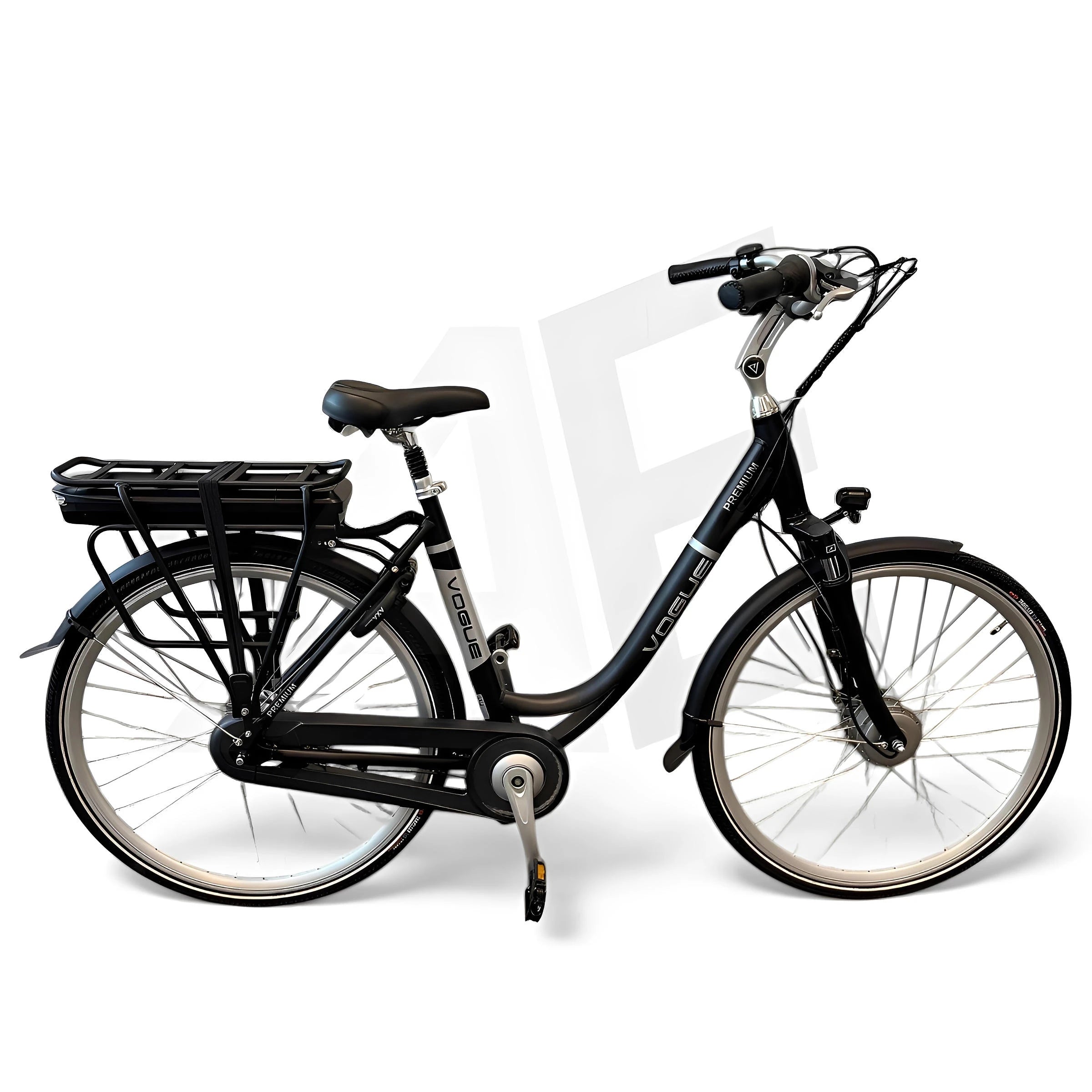 Vogue Premium Elektrische Fiets 7SP 53cm Lage Instap - Mat Zwart - AE-trading