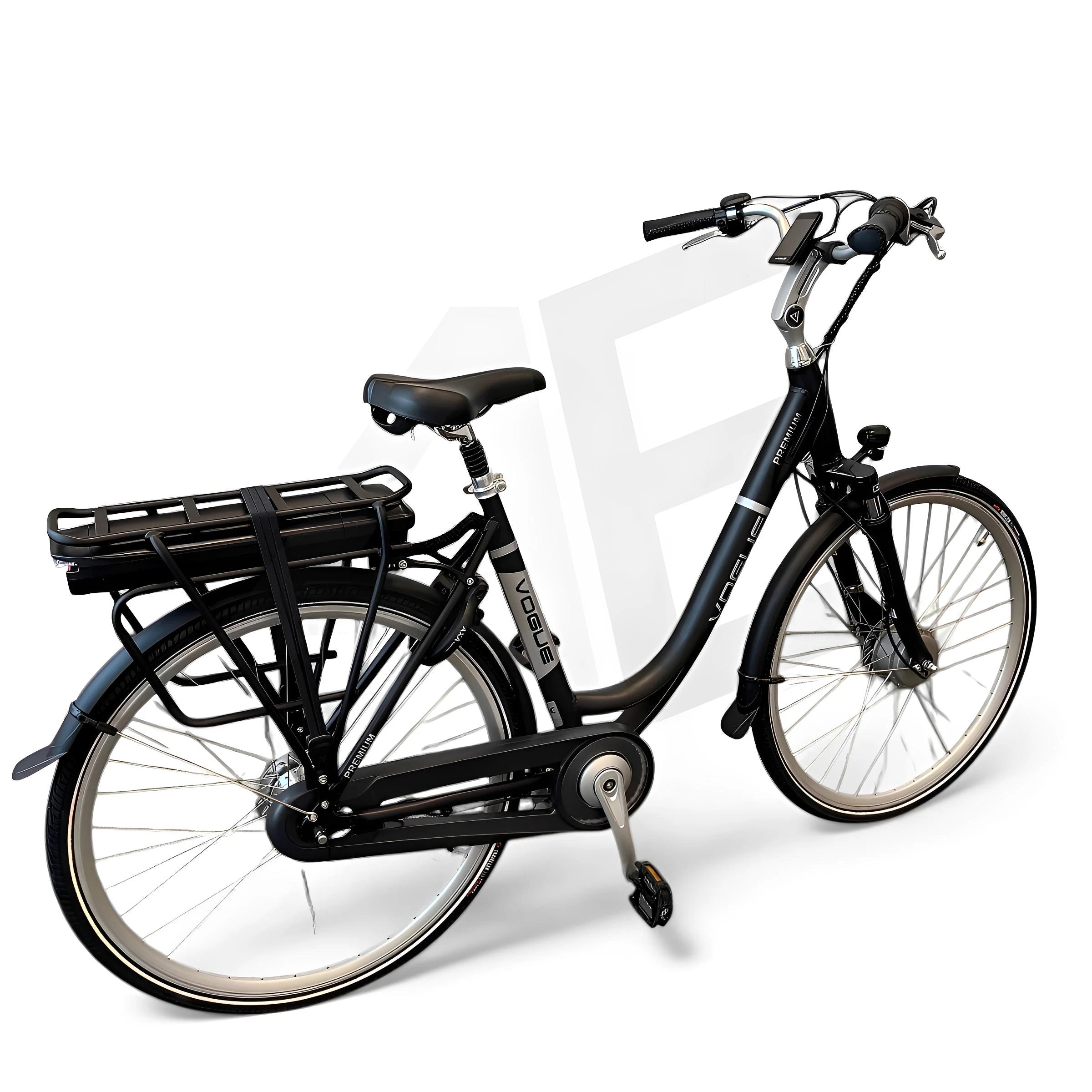 Vogue Premium Elektrische Fiets 7SP 53cm Lage Instap - Mat Zwart - AE-trading