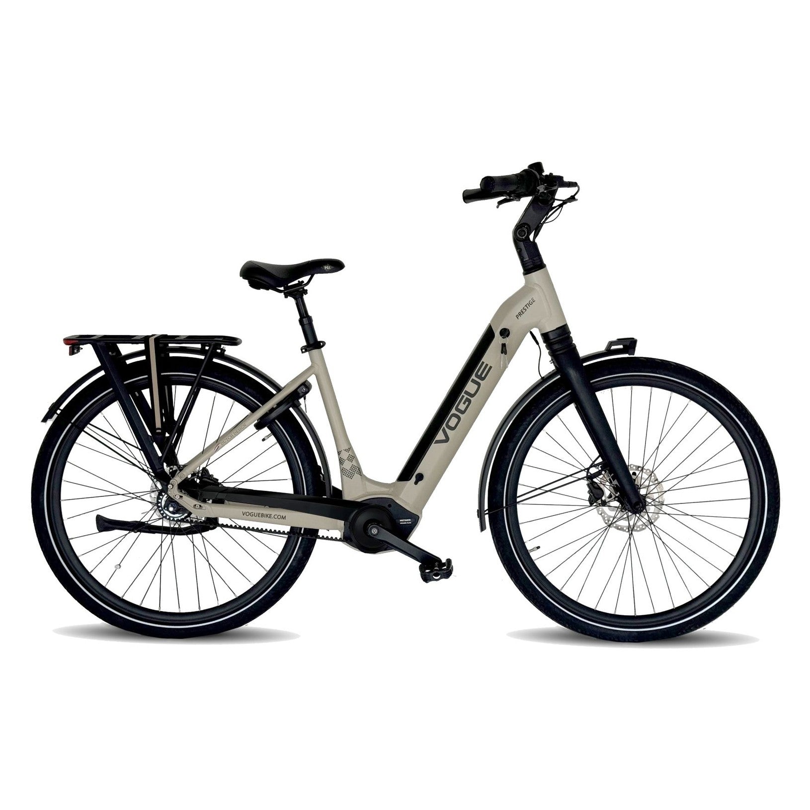 Vogue Prestige – Elektrische Unisex Elektrische Fiets - 28 inch – 48 cm – MOTINOVA Middenmotor 80Nm – V-Snaar Aandrijving – 14,5Ah Accu – Fashion Grey
