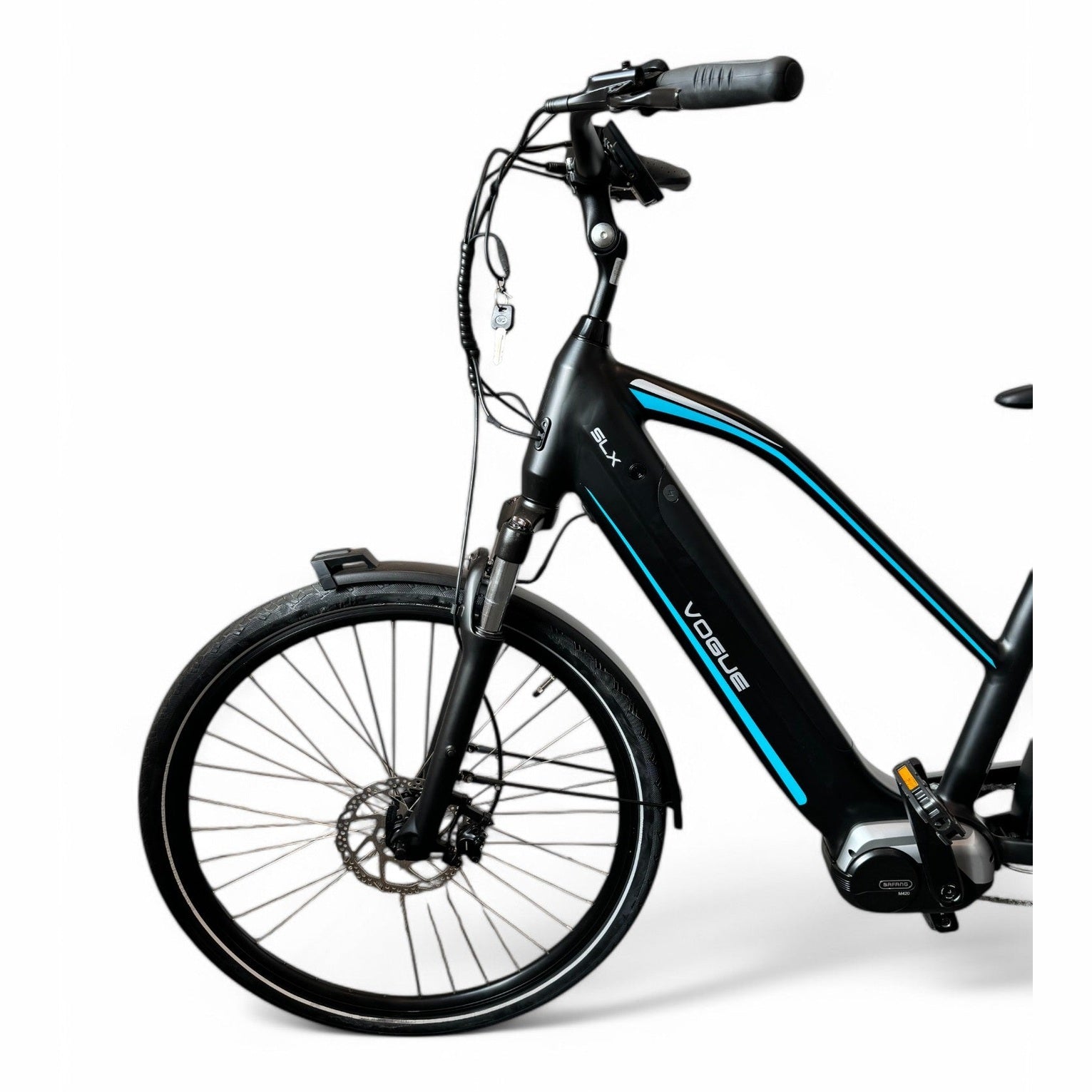 Vogue SLX M420 Elektrische Fiets 9RD Shimano Versnellingen 51cm met Hydraulische Remmen - Mat Zwart Blauw - AE-trading