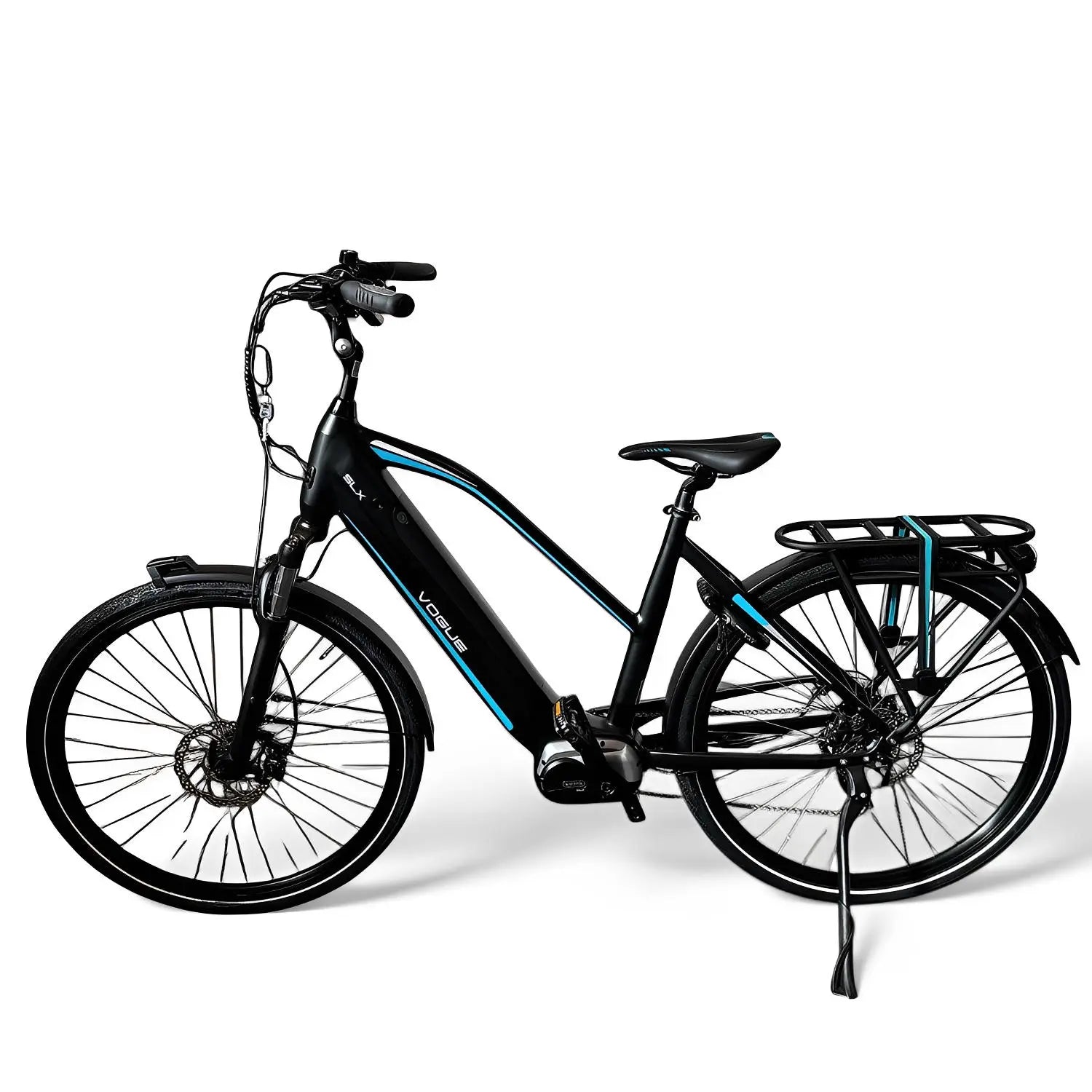 Vogue SLX M200 Elektrische Fiets 9RD Shimano Versnellingen 51cm met Hydraulische Remmen - Mat Zwart Blauw - AE-trading