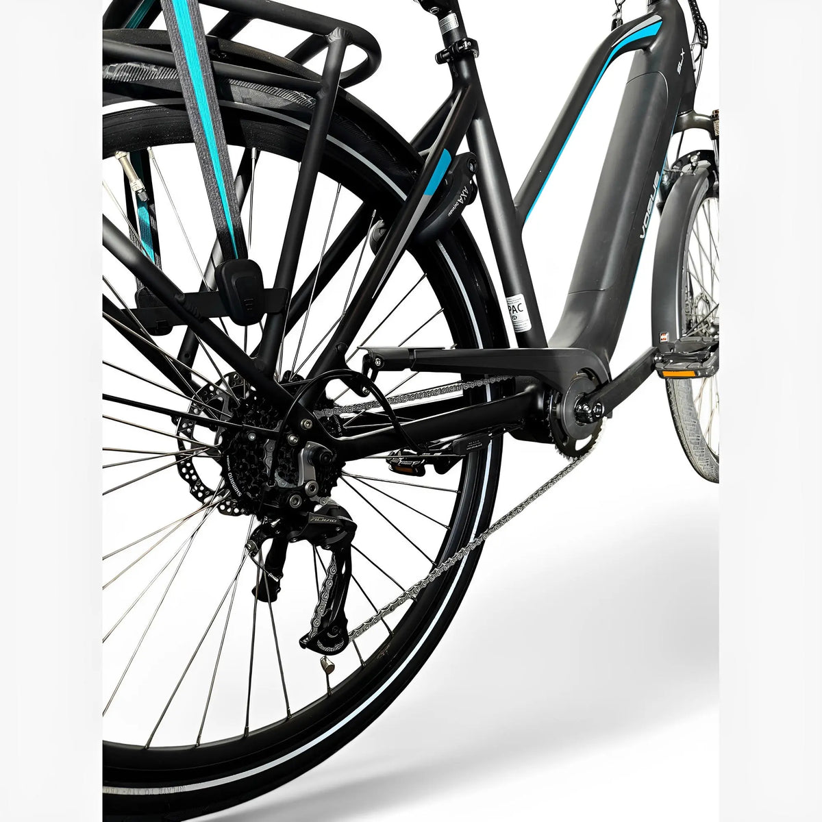 Vogue SLX M420 Elektrische Fiets 9RD Shimano Versnellingen 51cm met Hydraulische Remmen - Mat Zwart Blauw - AE-trading