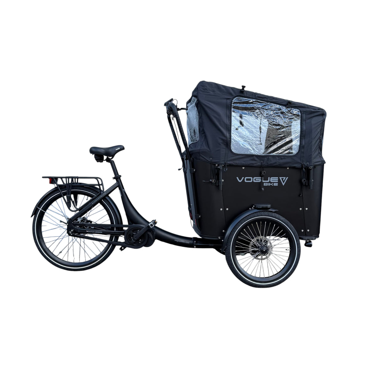Vogue Superior Deluxe Elektrische Bakfiets - Mat Zwart - 50 cm - AE-trading