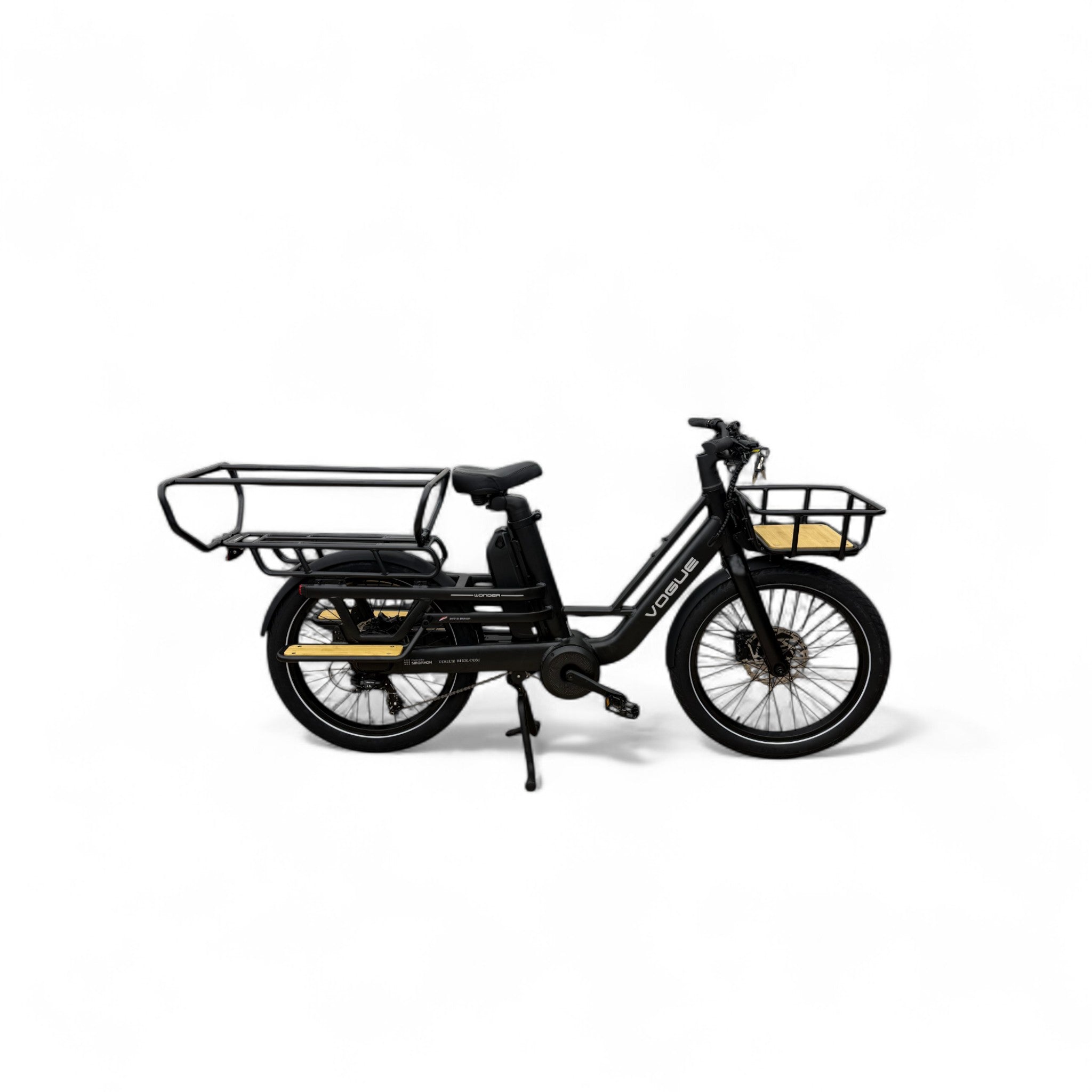 Vogue Wonder Longtail – Elektrische Longtail Bakfiets – Zwart - 24 inch – 180 kg Draagvermogen – Dubbele 48V Accu – Shimano 7 Versnellingen – Hydraulische Remmen - AE-trading