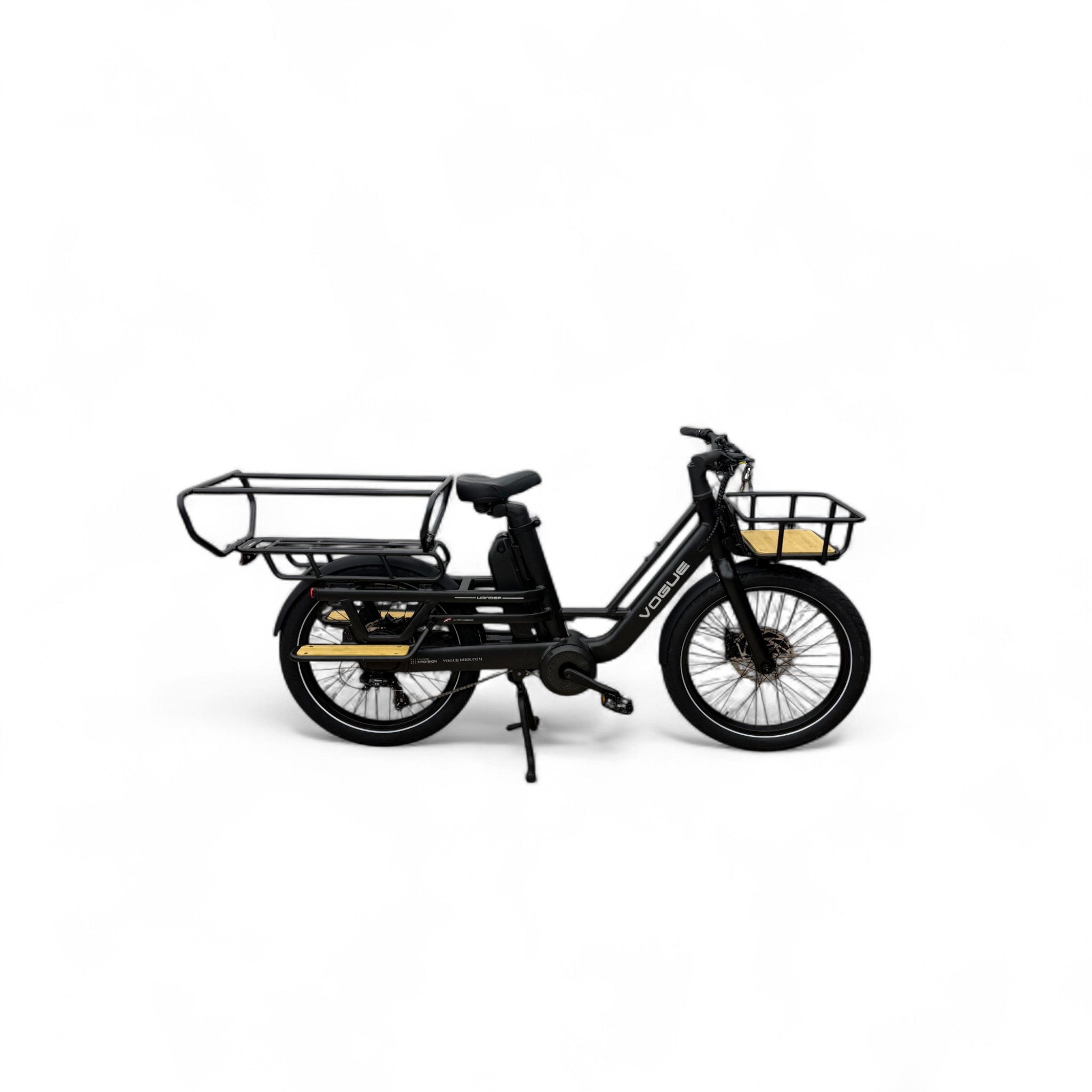 Vogue Wonder Longtail – Elektrische Longtail Bakfiets – Zwart - 24 inch – 180 kg Draagvermogen – Dubbele 48V Accu – Shimano 7 Versnellingen – Hydraulische Remmen - AE-trading