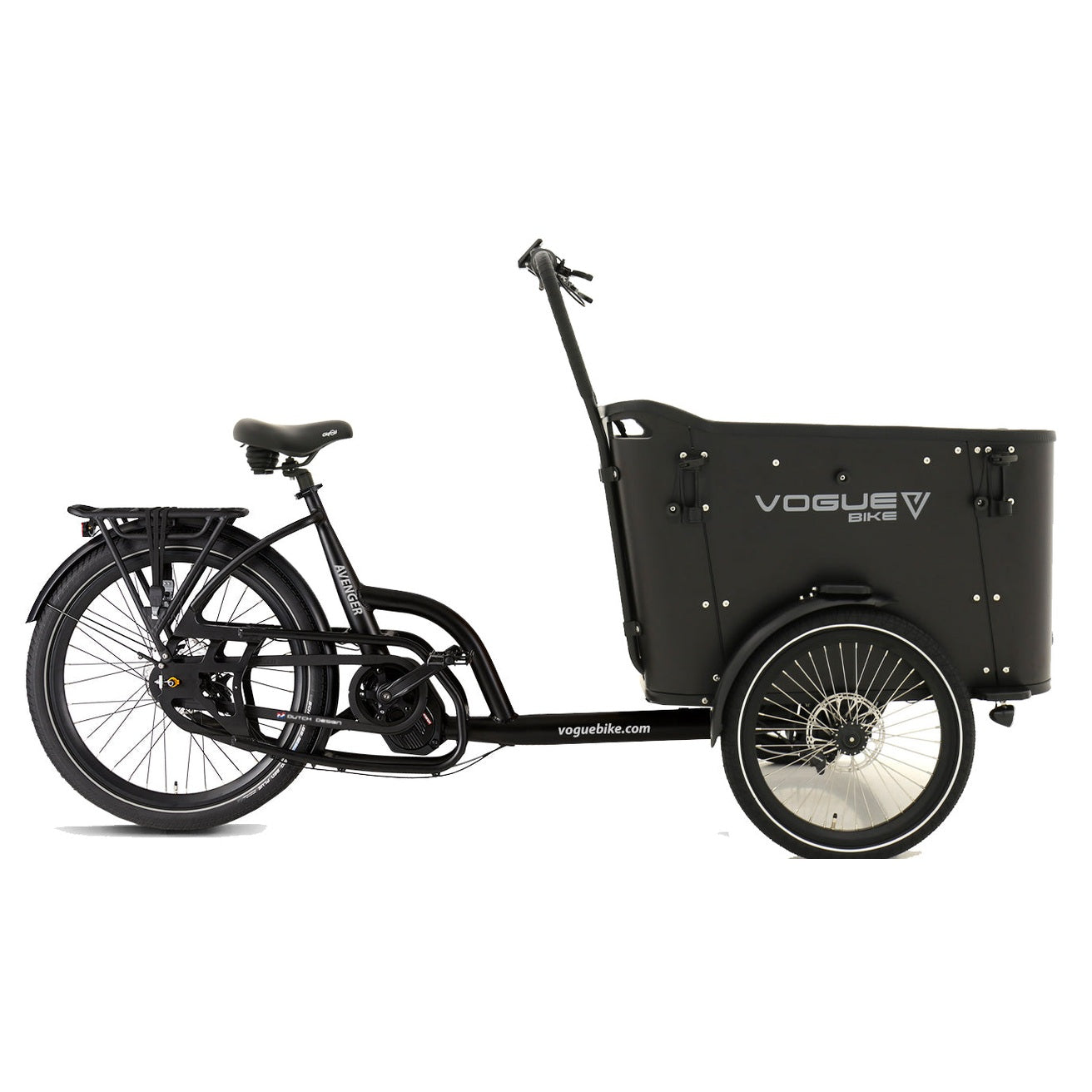Vogue Avenger Elektrische Bakfiets – Mat Zwart – Ananda M100 Middenmotor 110Nm – Grote Actieradius - AE-trading
