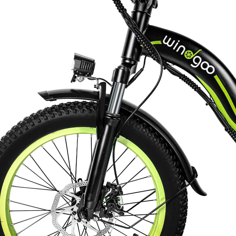 Windgoo E20 Elektrische Vouwfiets Fatbike Zwart Groen - AE-trading